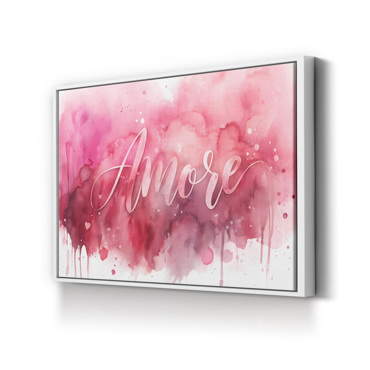 Amore Watercolor canvas print in White Framed Canvas