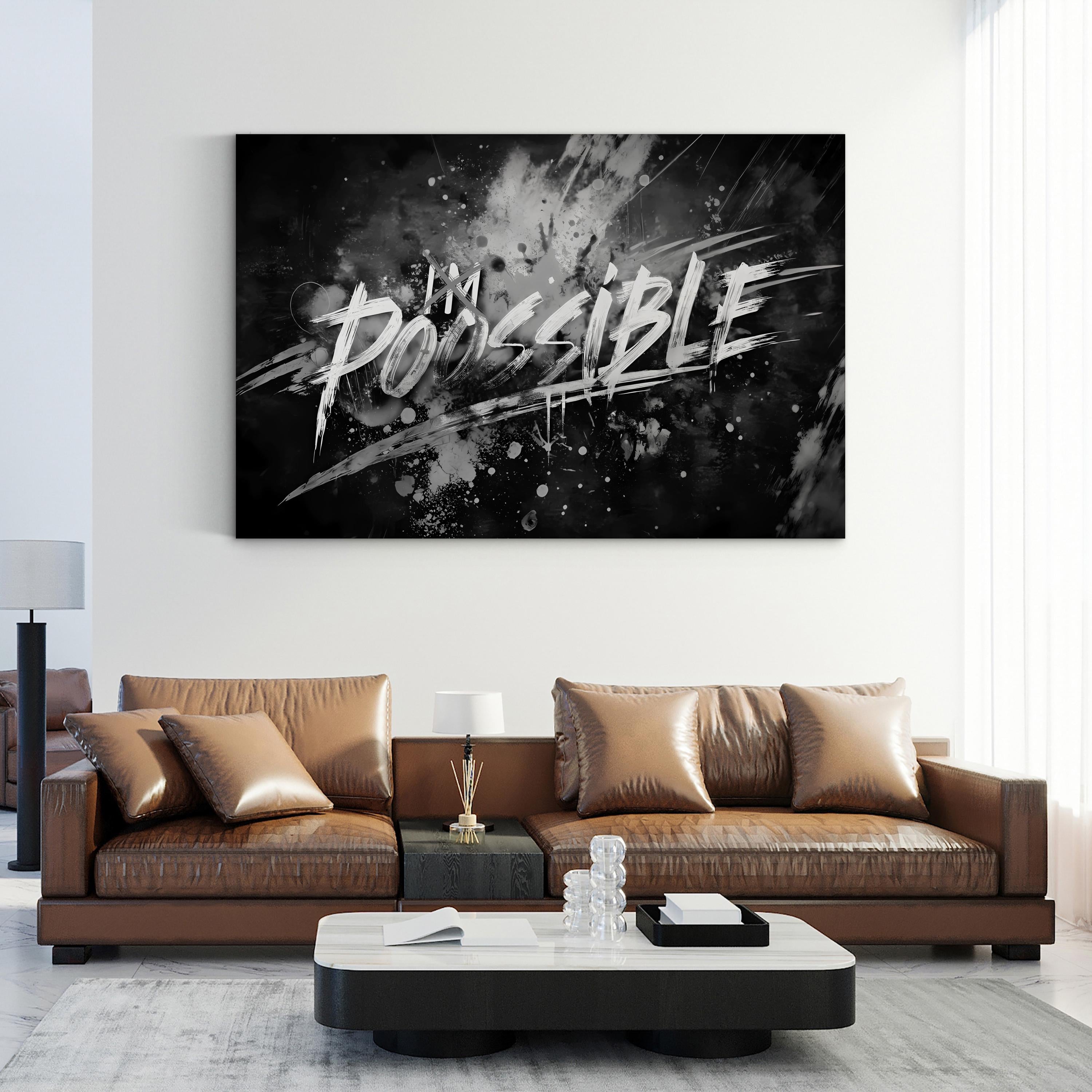 Anything Is Possible Motivational Canvas Wall Art | Black and White Inspirational Typography Print
