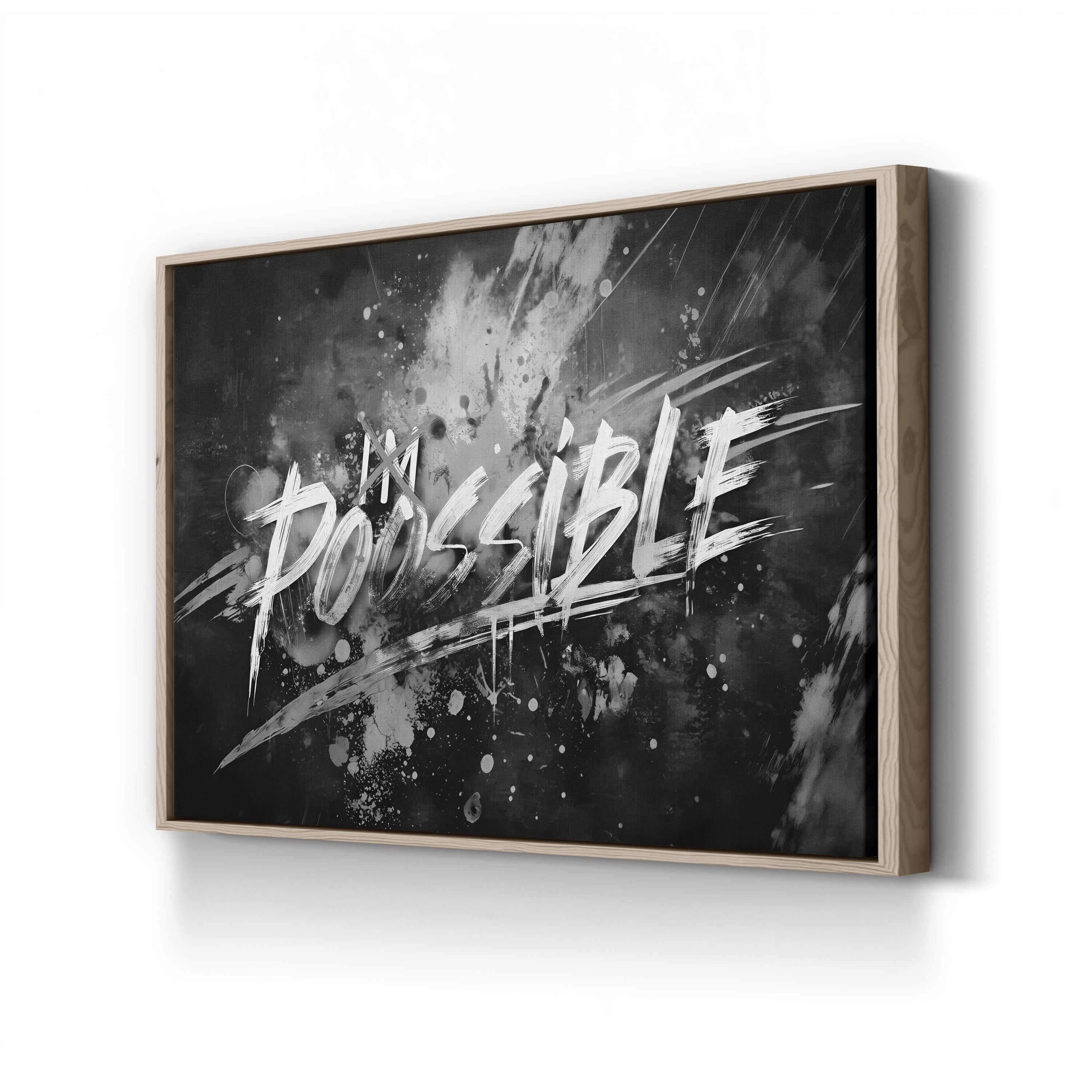 Anything Is Possible Motivational Canvas Wall Art | Black and White Inspirational Typography Print