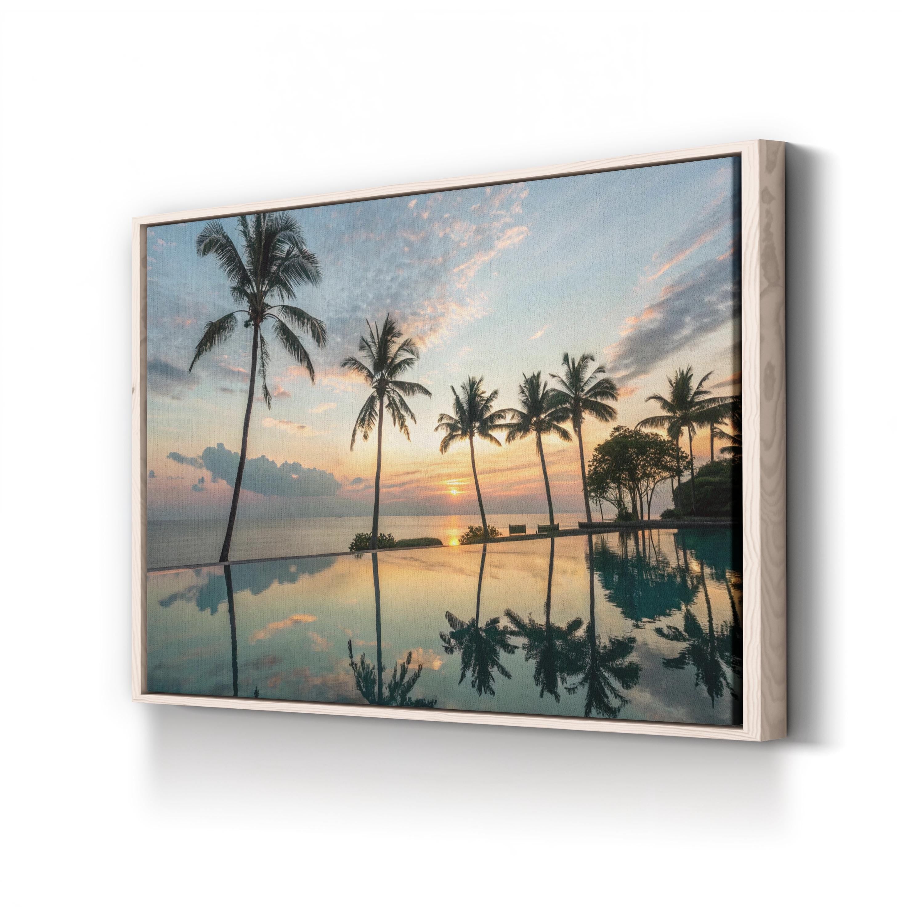 Palm Tree Reflection Canvas Print – Tropical Coastal Seascape