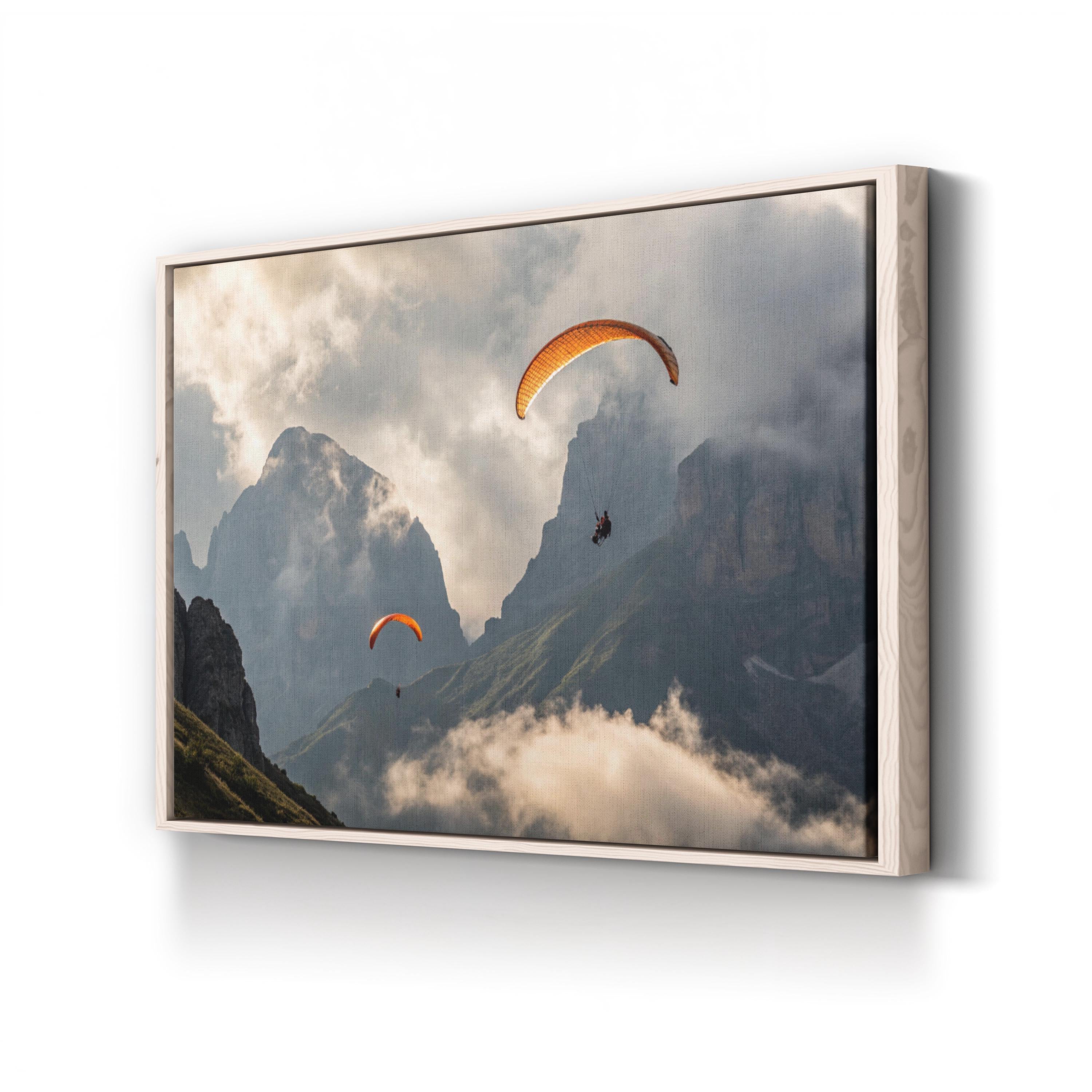 Paragliding Mountain Flight – Vintage Photography Wall Art | Adventure Landscape Canvas Print
