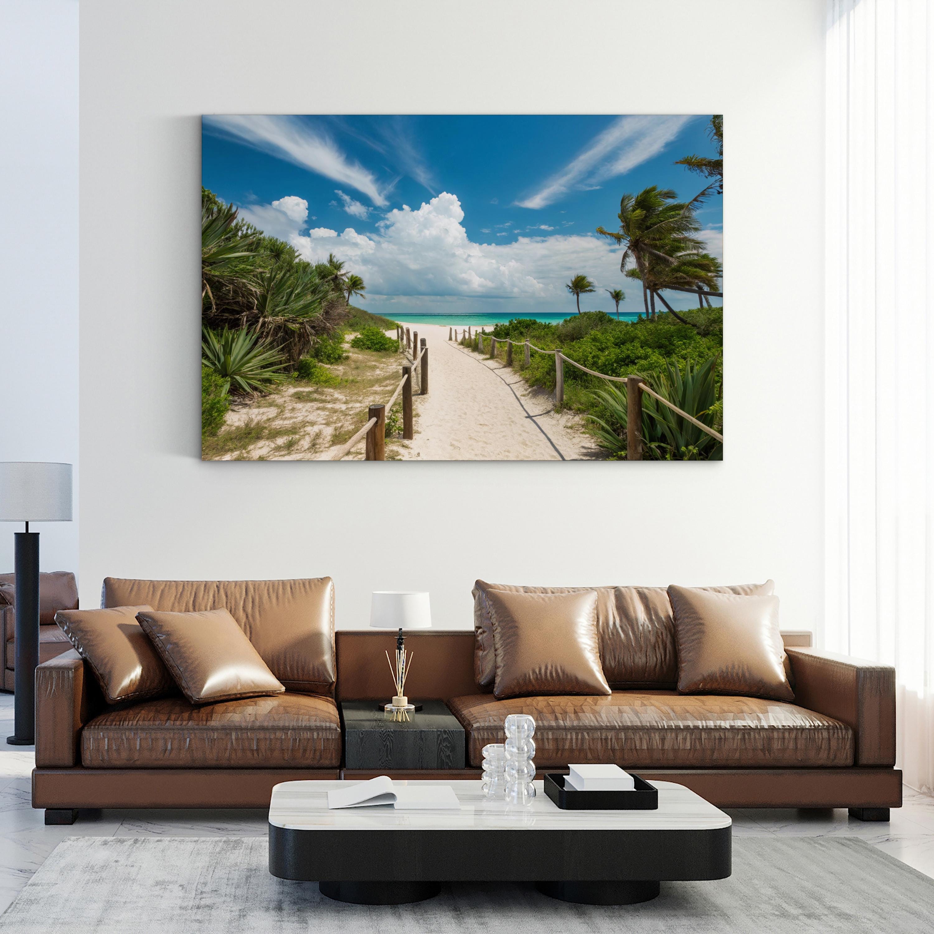 Sandy Path to the Beach Wall Art — Contemporary Coastal Landscape Canvas