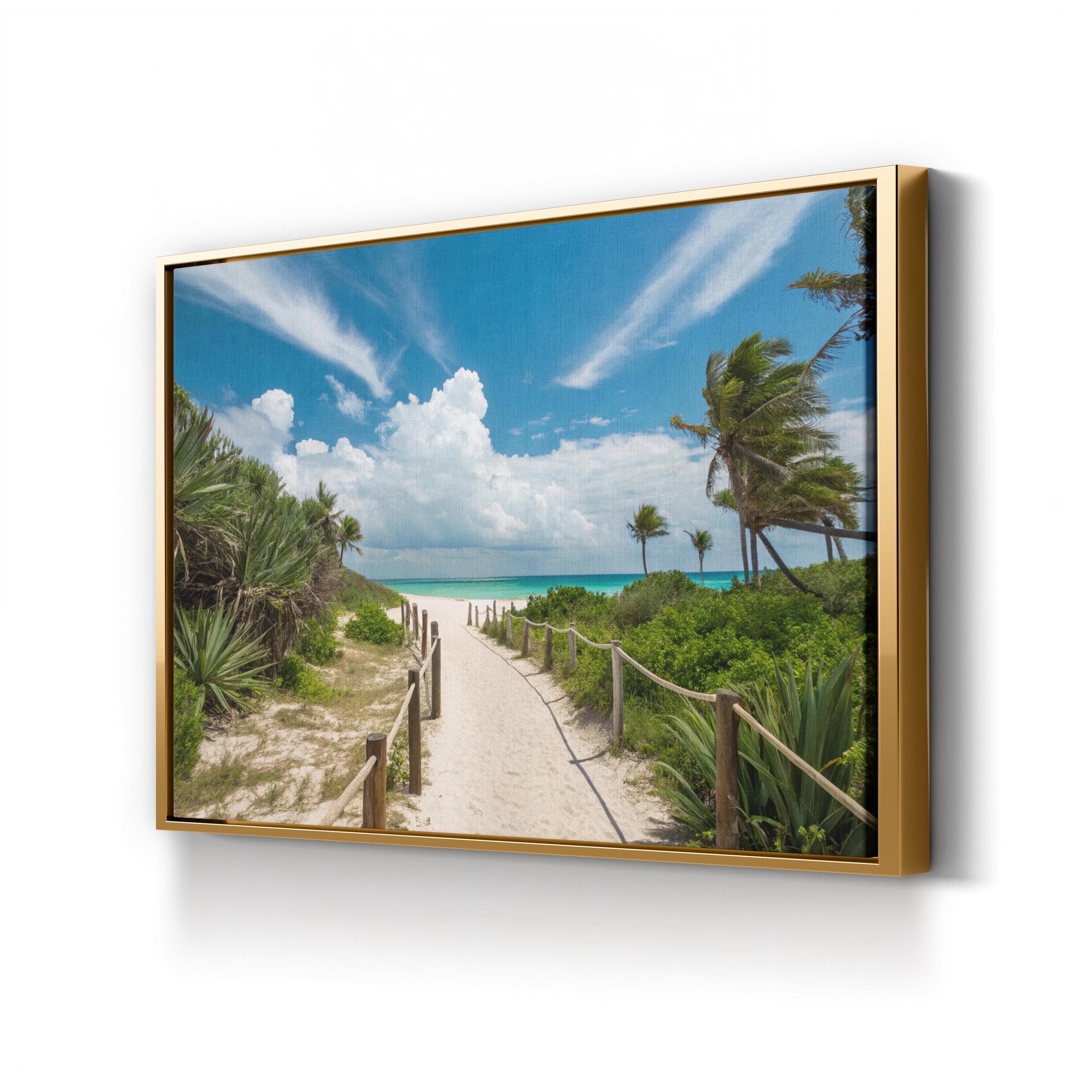 Sandy Path to the Beach Wall Art — Contemporary Coastal Landscape Canvas