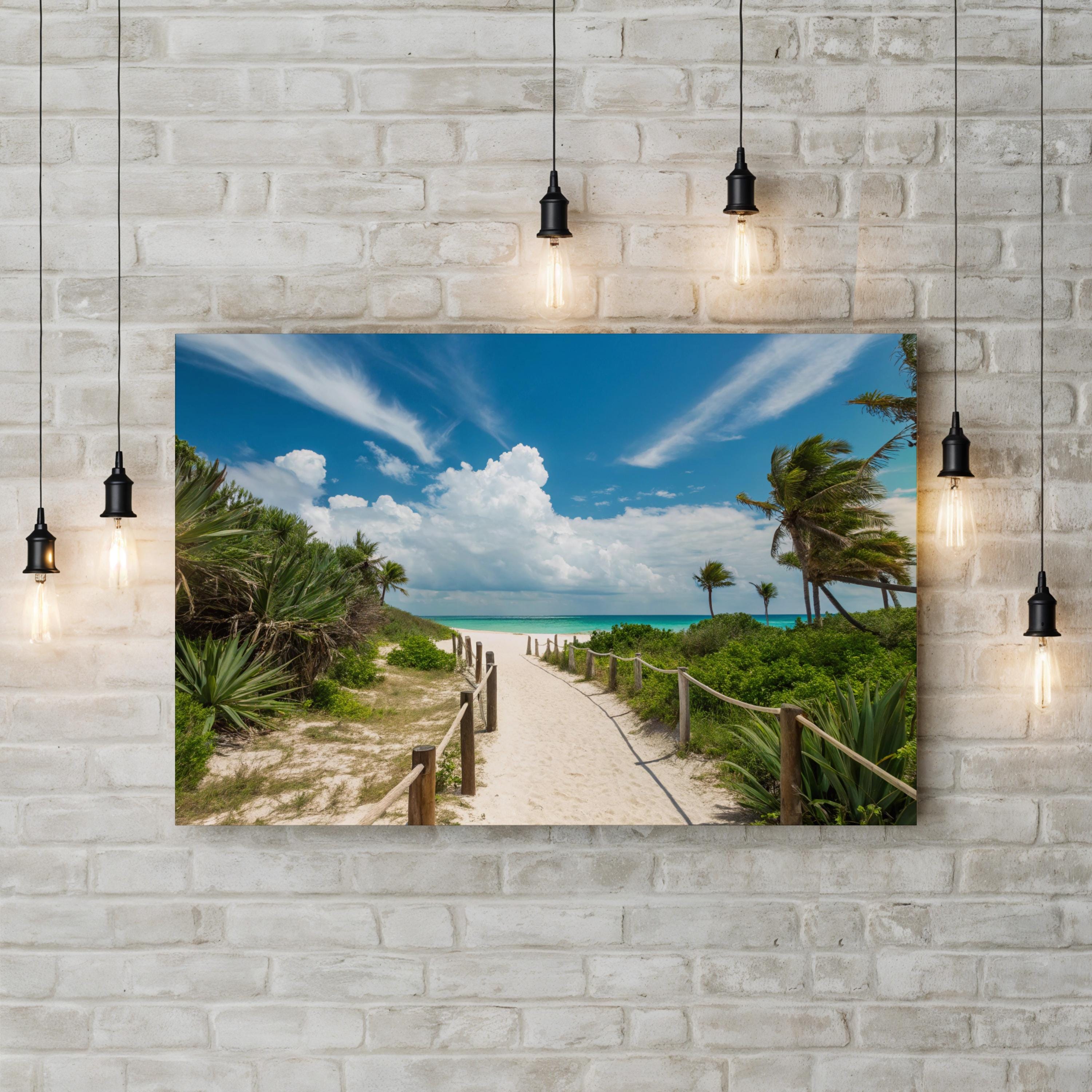 Sandy Path to the Beach Wall Art — Contemporary Coastal Landscape Canvas