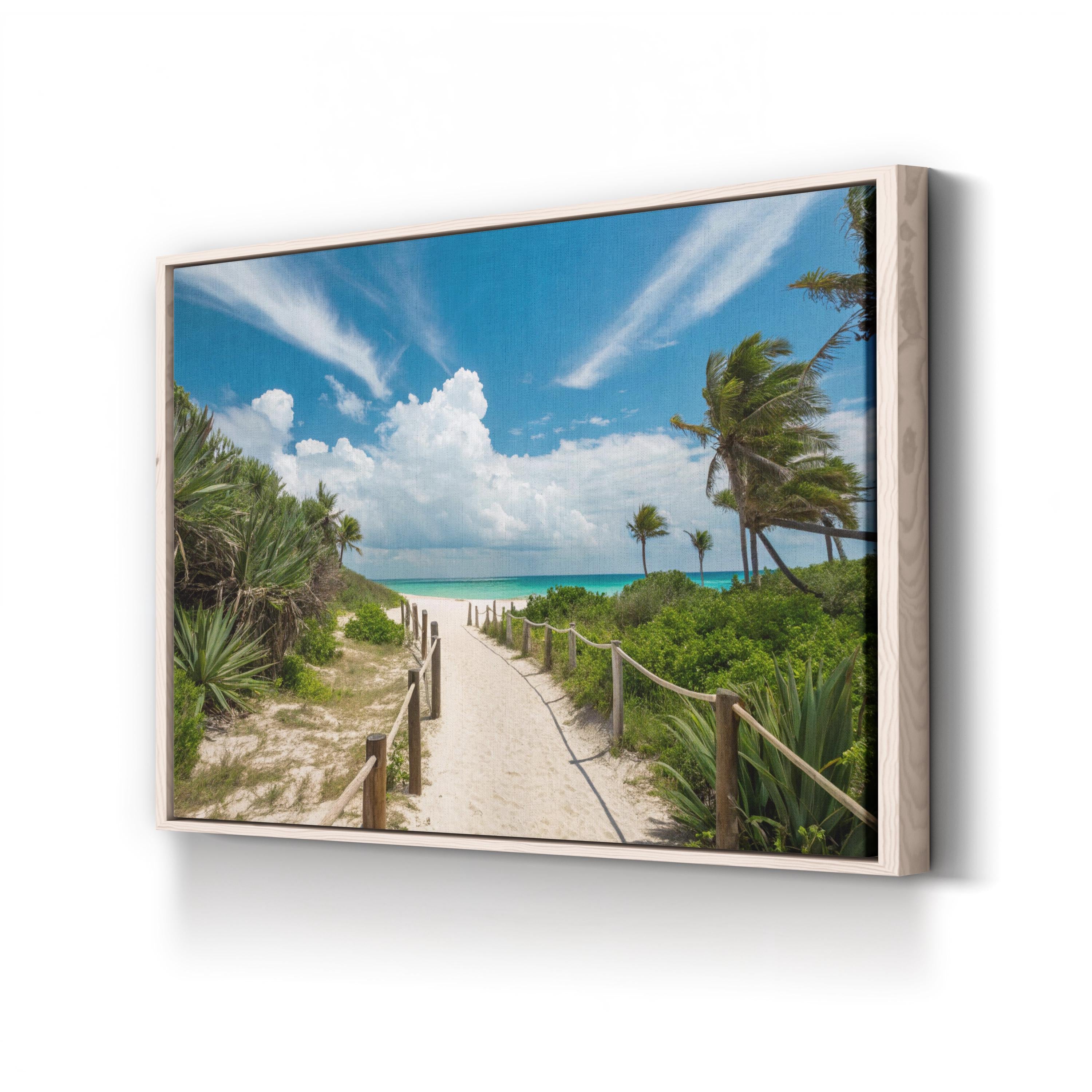 Sandy Path to the Beach Wall Art — Contemporary Coastal Landscape Canvas