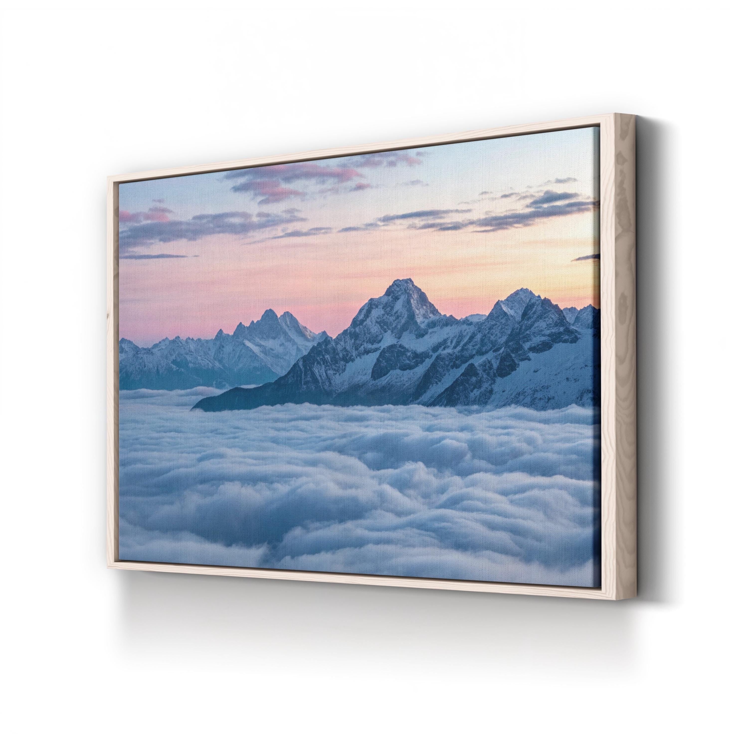 Mountain Sunrise Snowy Peaks – Vintage Photography Wall Art | Alpine Landscape Canvas Print