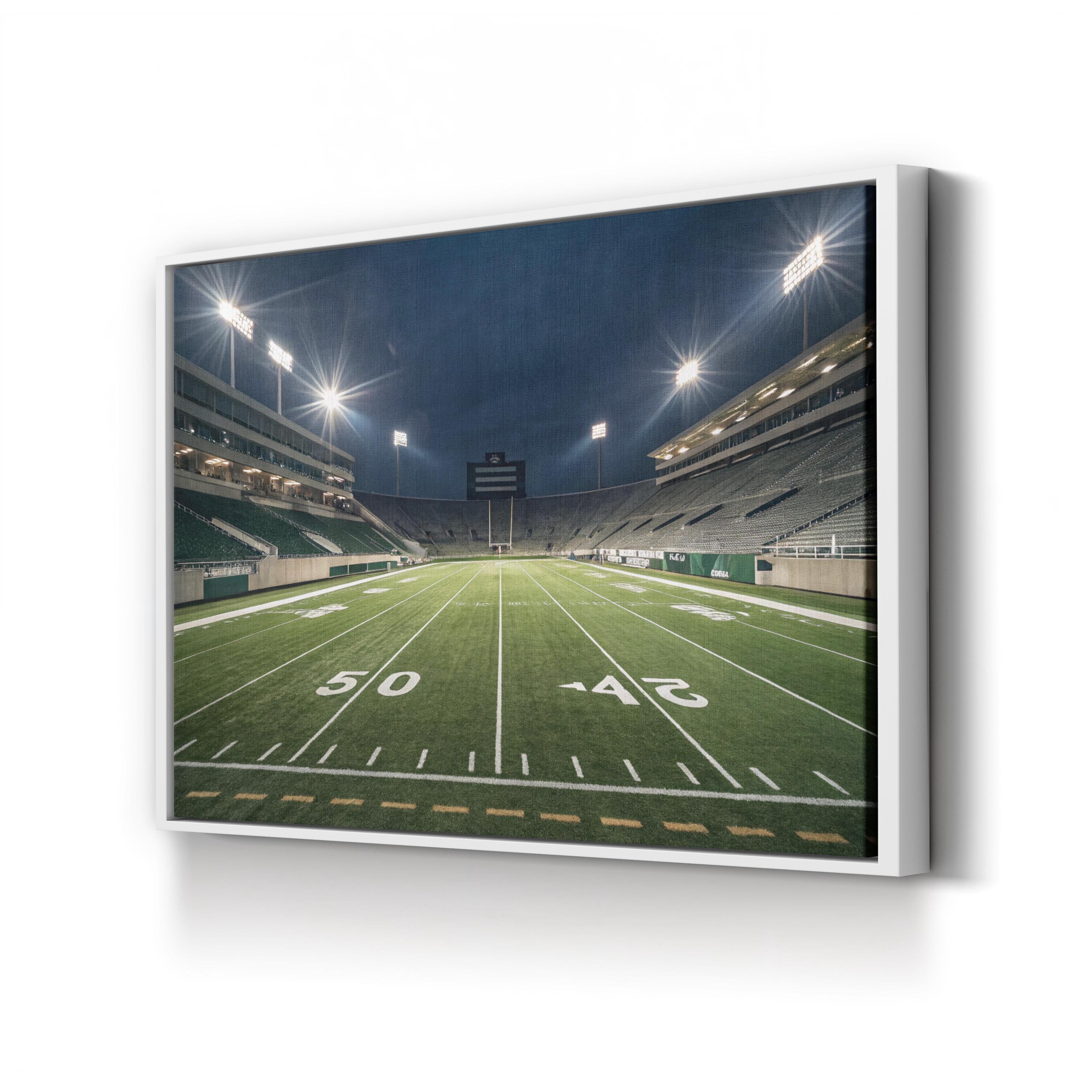Night Football Field – Vintage Photography Wall Art | Stadium Sports Canvas Print