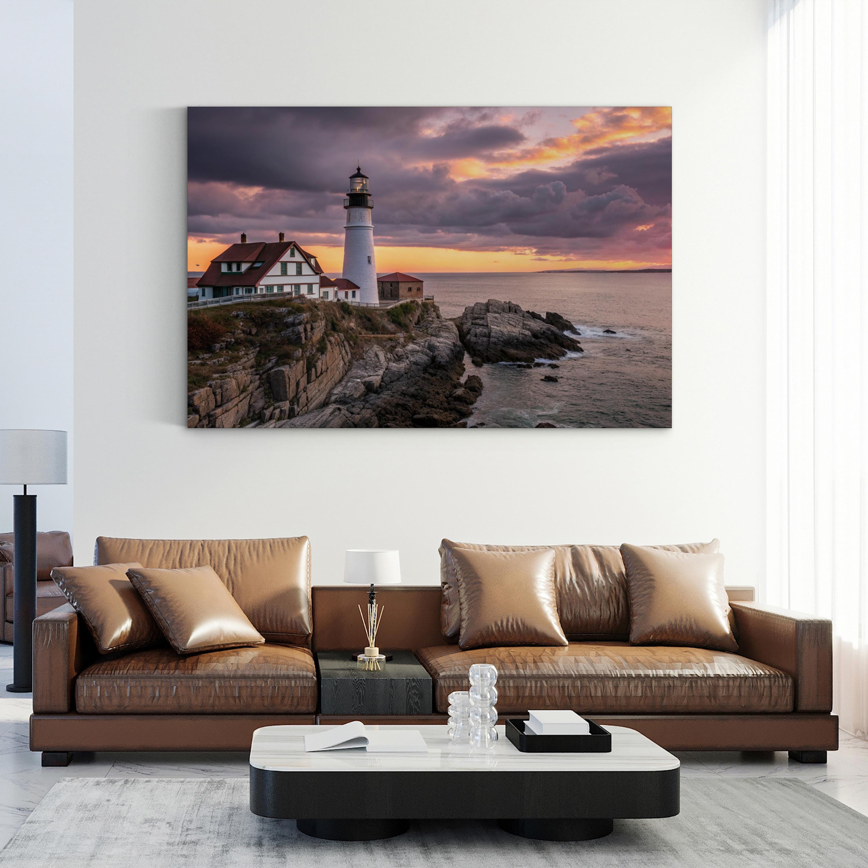 Portland Head Lighthouse, Cape Elizabeth Maine Wall Art — Atlantic Coastal Canvas Print