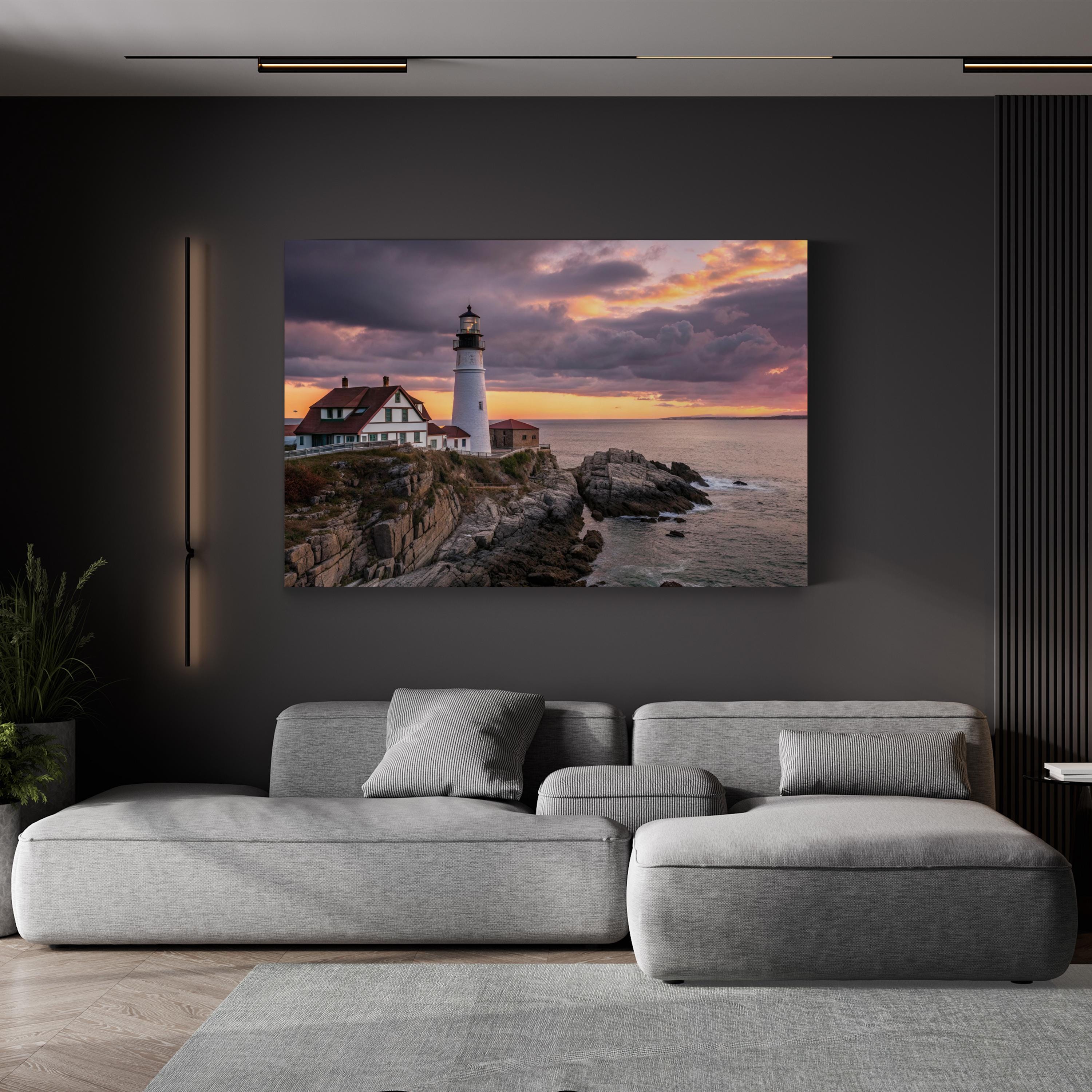Portland Head Lighthouse, Cape Elizabeth Maine Wall Art — Atlantic Coastal Canvas Print