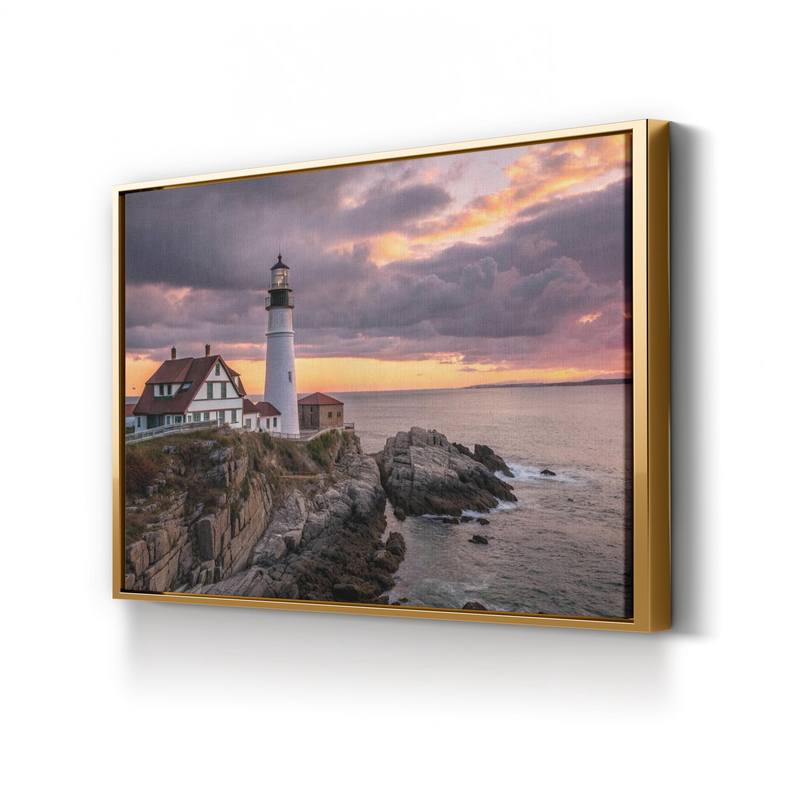 Portland Head Lighthouse, Cape Elizabeth Maine Wall Art — Atlantic Coastal Canvas Print