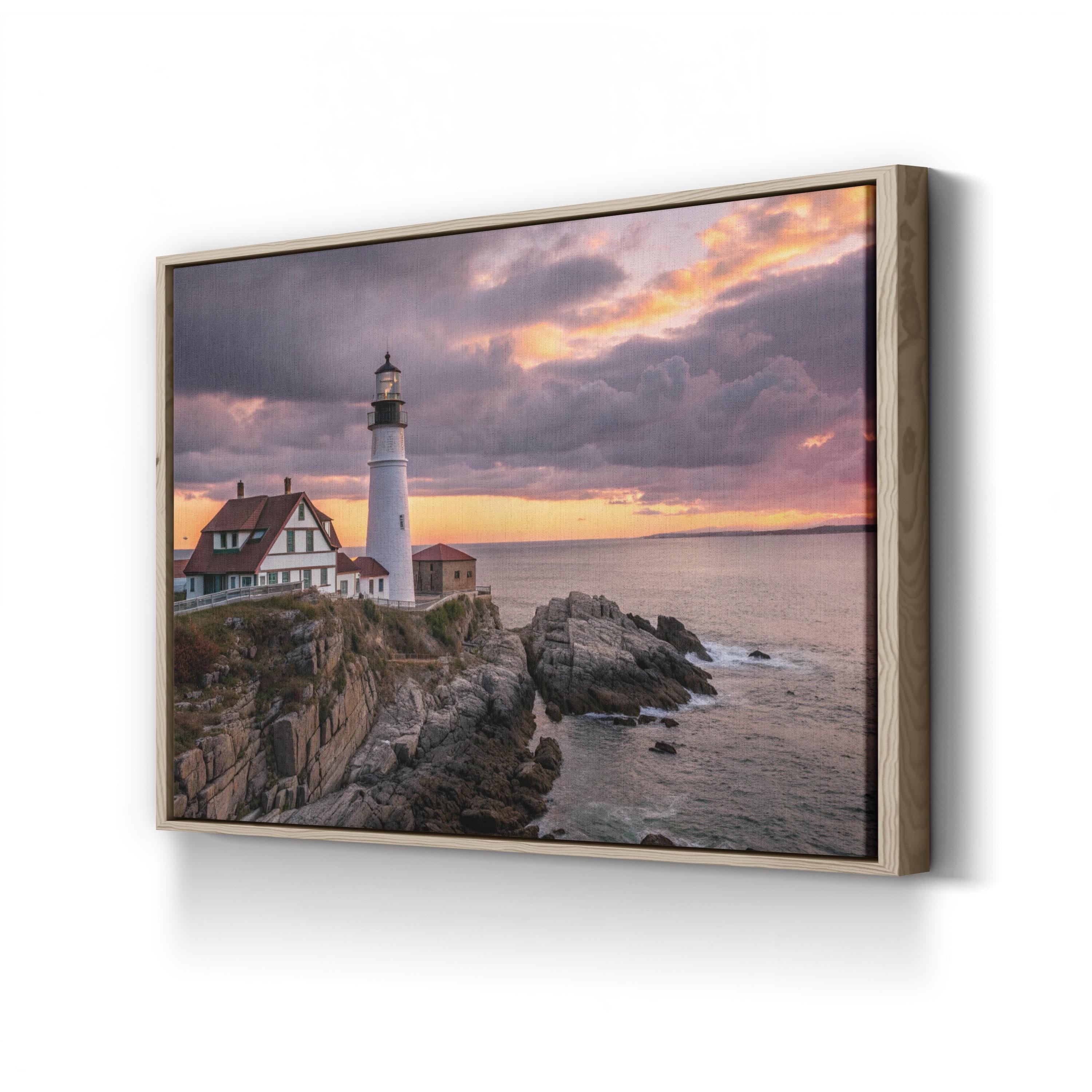 Portland Head Lighthouse, Cape Elizabeth Maine Wall Art — Atlantic Coastal Canvas Print