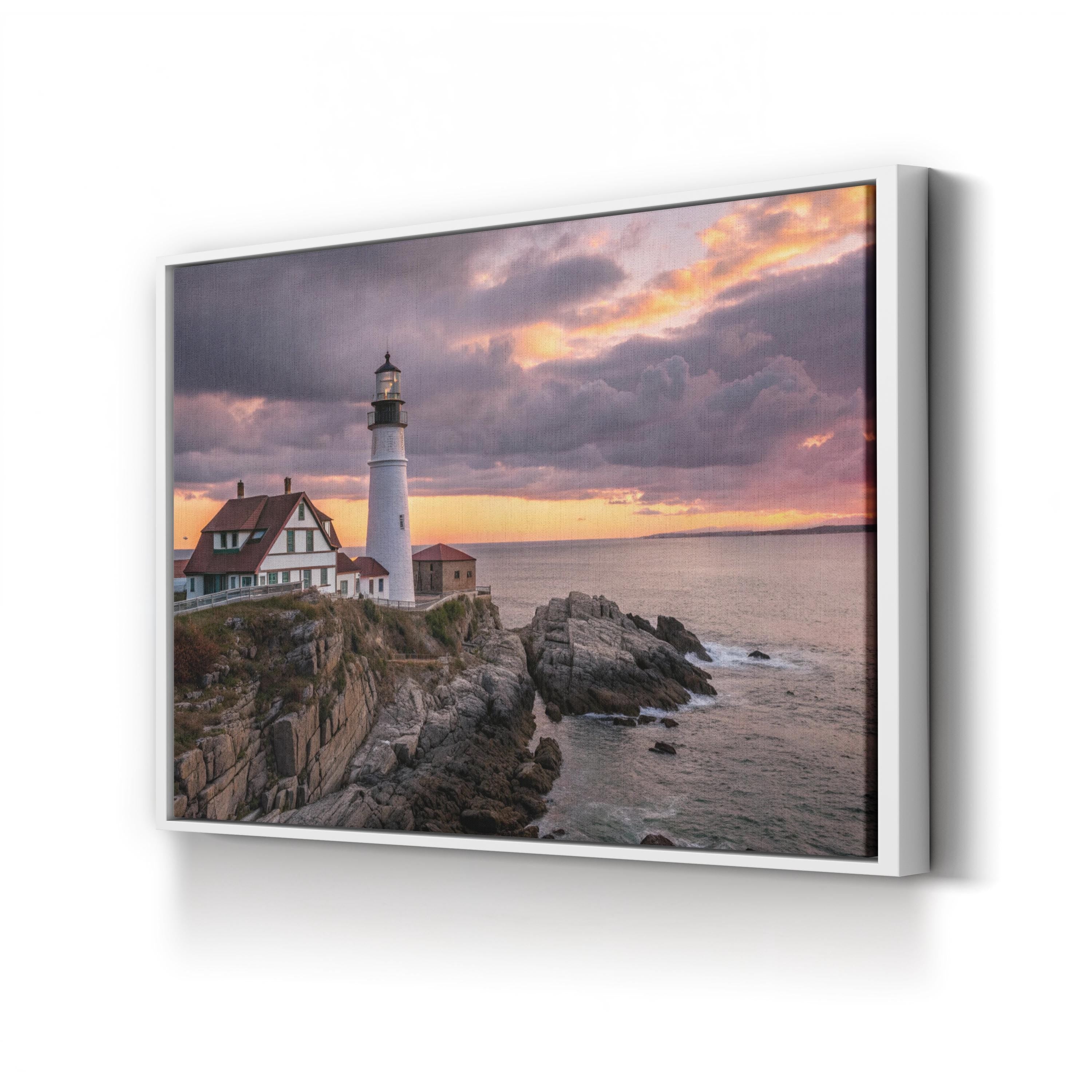 Portland Head Lighthouse, Cape Elizabeth Maine Wall Art — Atlantic Coastal Canvas Print