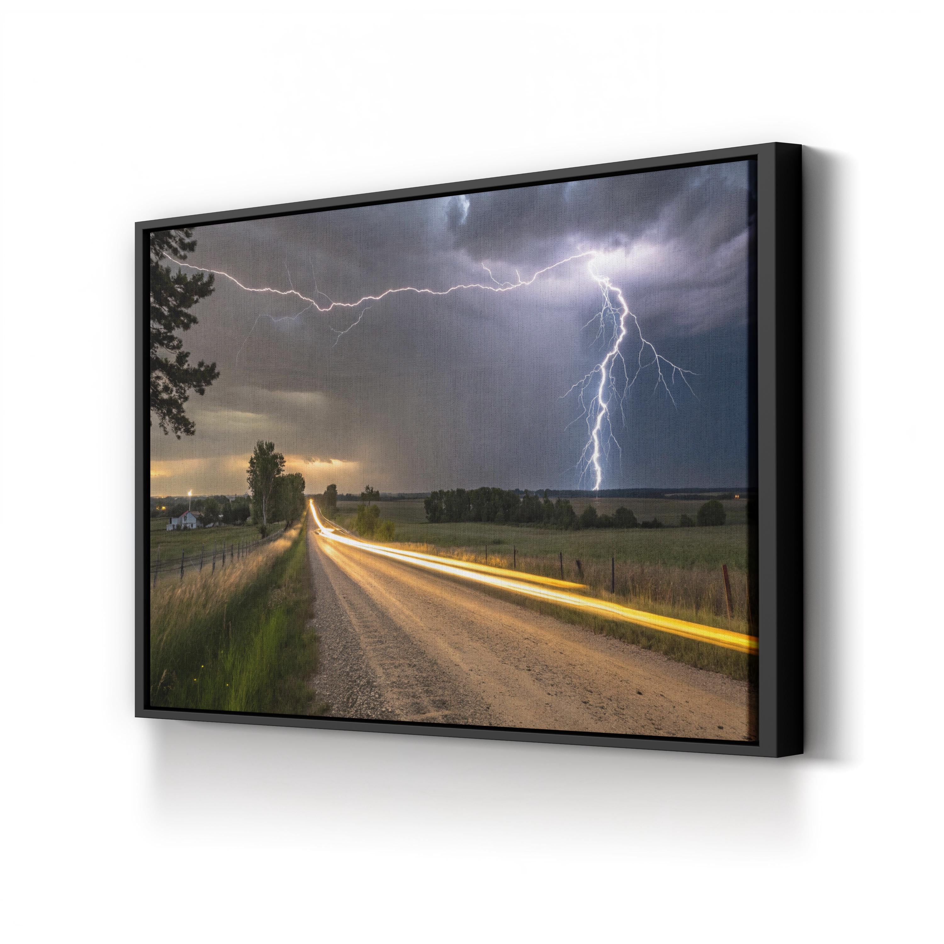 Purple Lightning Storm – Vintage Photography Wall Art | Dramatic Sky Canvas Print
