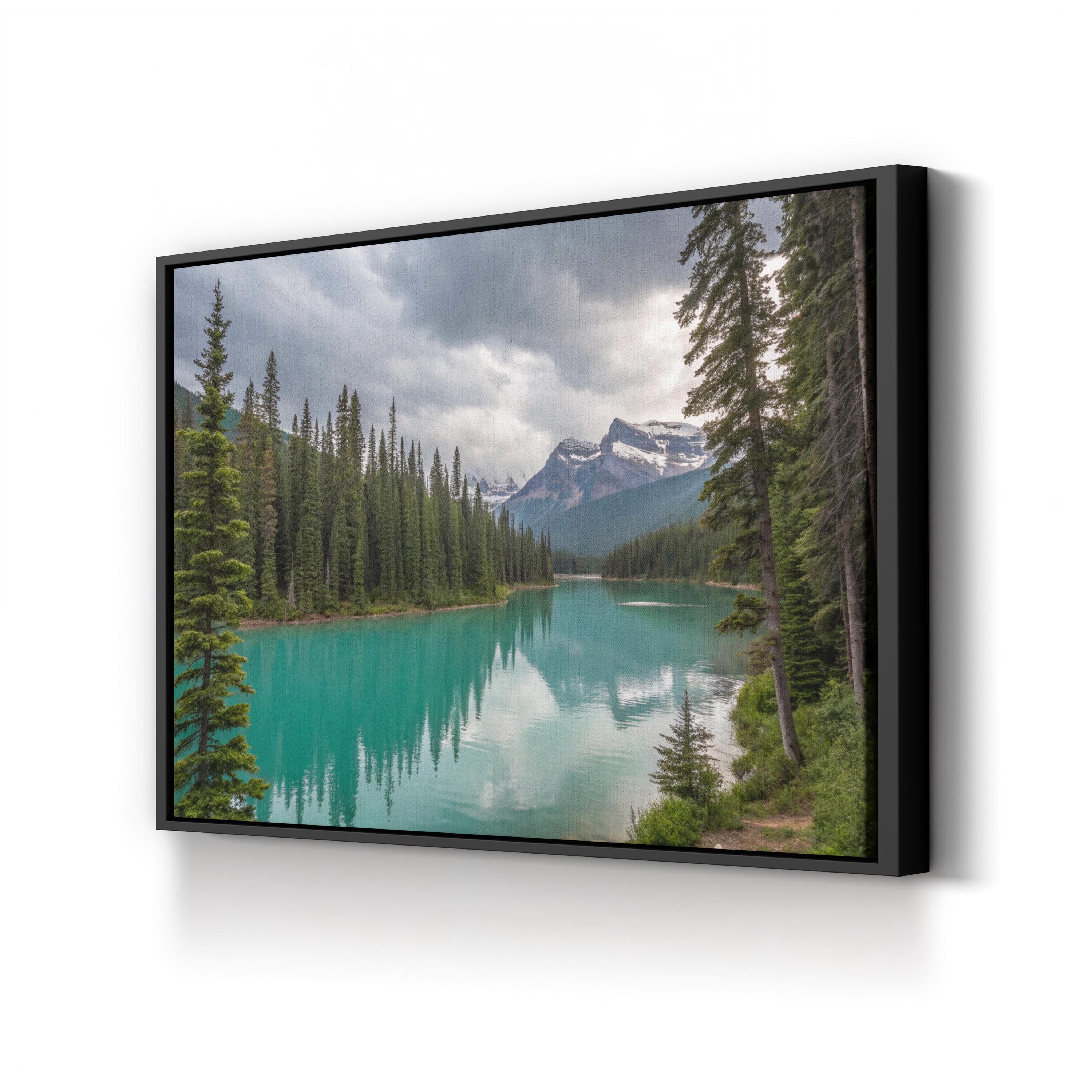 Mountain Lake Canvas Wall Art – Serene Alpine Landscape