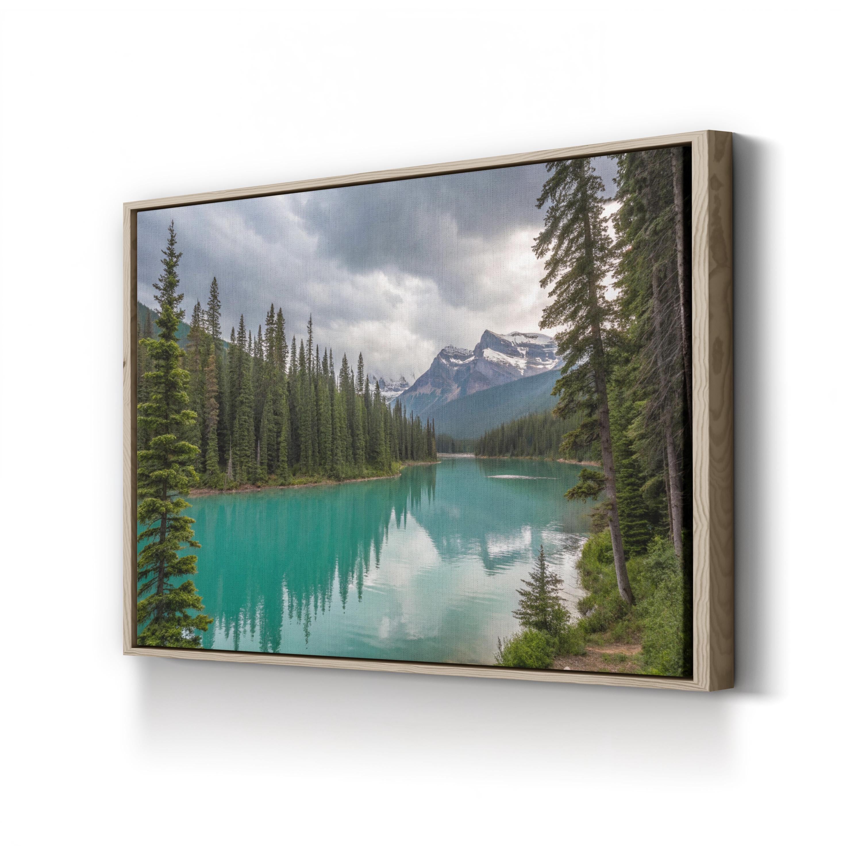 Mountain Lake Canvas Wall Art – Serene Alpine Landscape