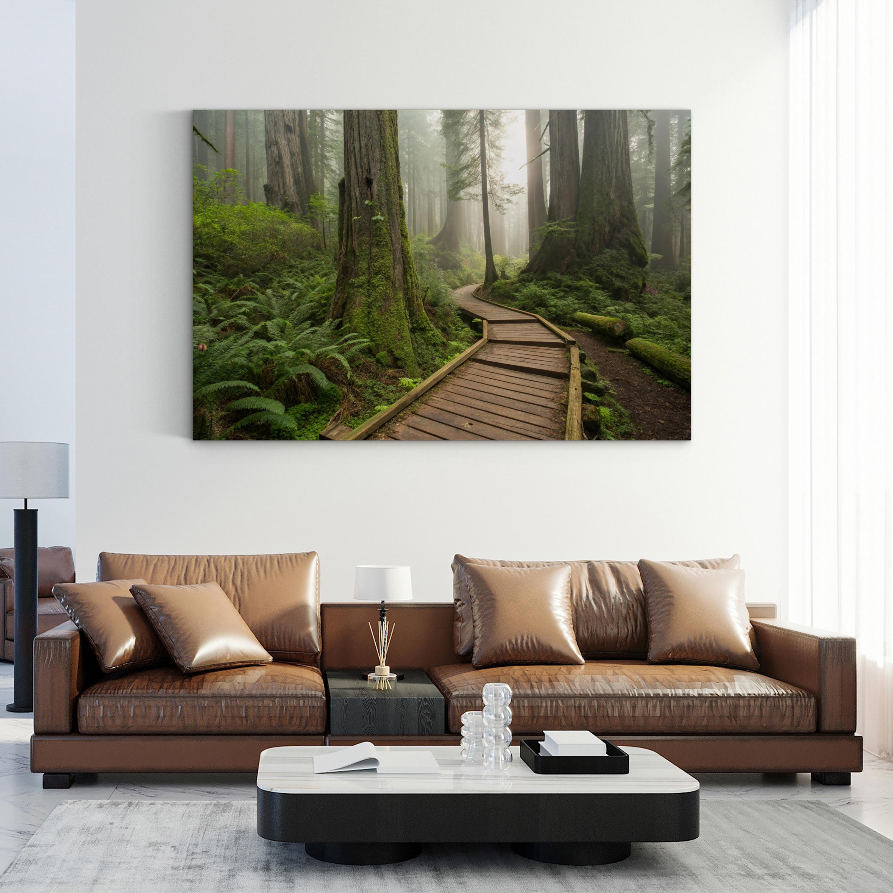 Misty Forest Pathway – Vintage Photography Wall Art | Serene Nature Canvas Print