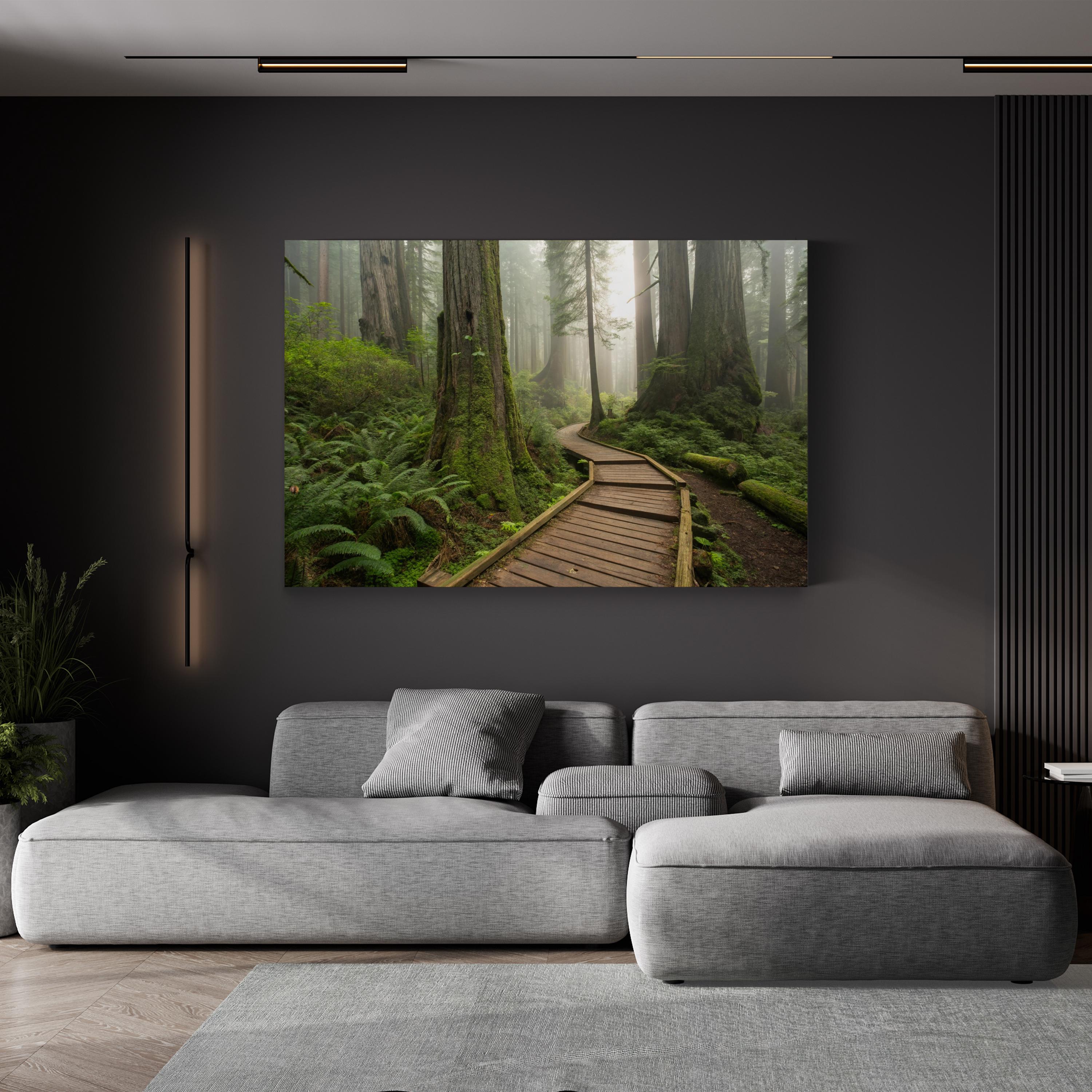 Misty Forest Pathway – Vintage Photography Wall Art | Serene Nature Canvas Print