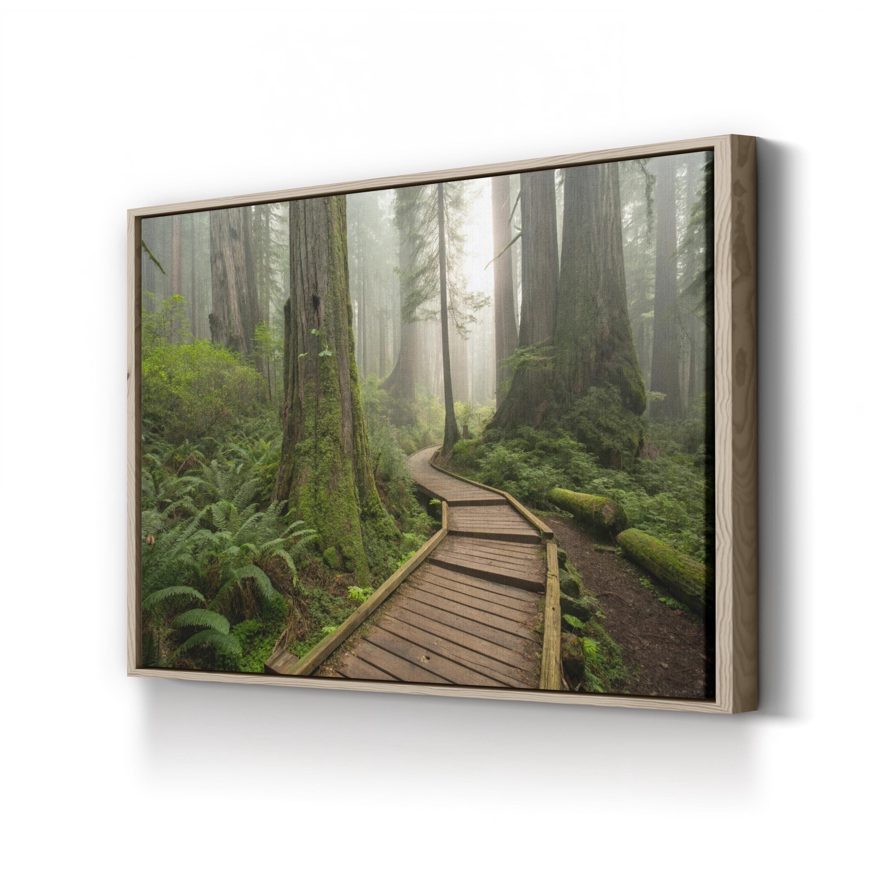 Misty Forest Pathway – Vintage Photography Wall Art | Serene Nature Canvas Print