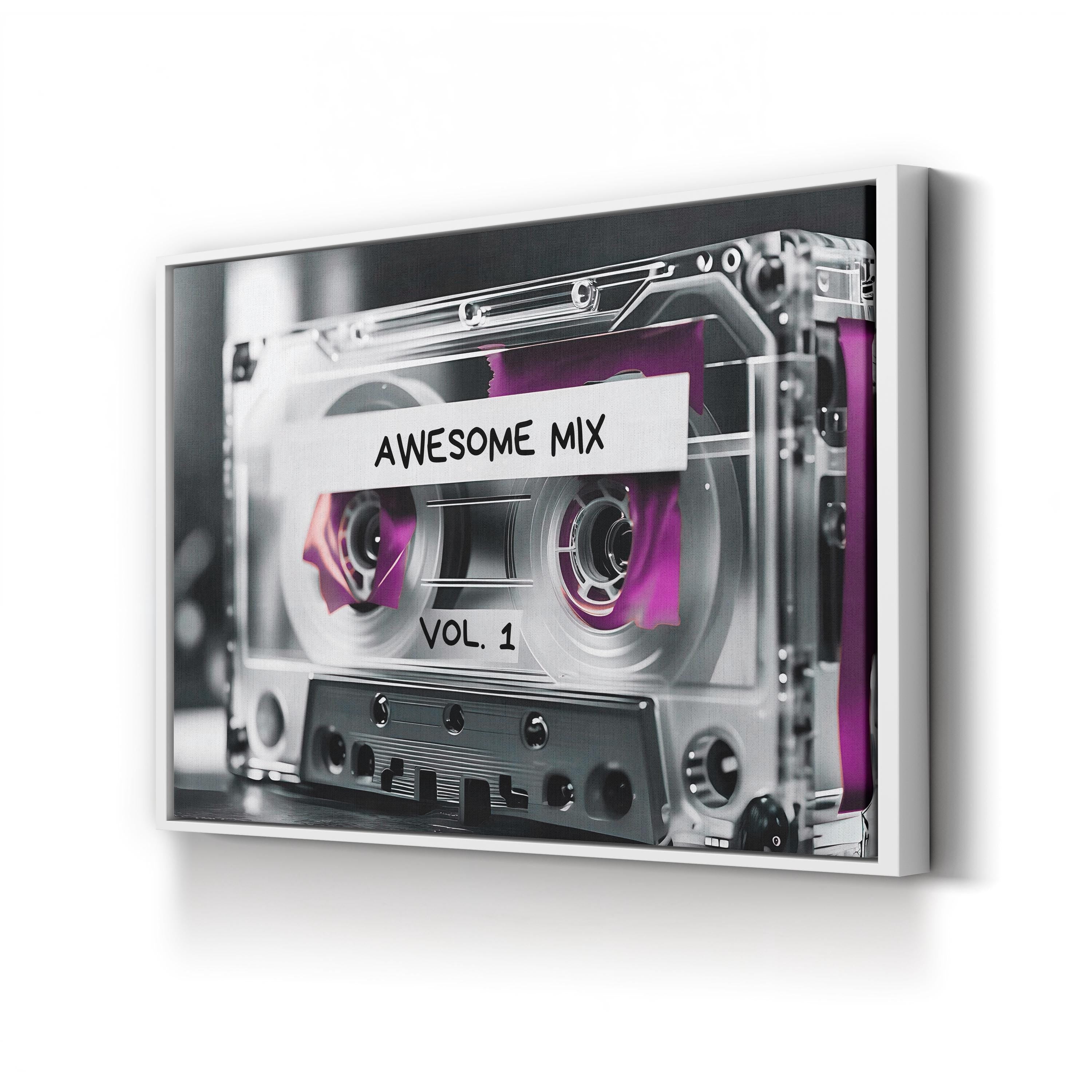 Awesome Mix Vol. 1 Cassette – Period Illustration Wall Art | Retro Music Canvas Print
