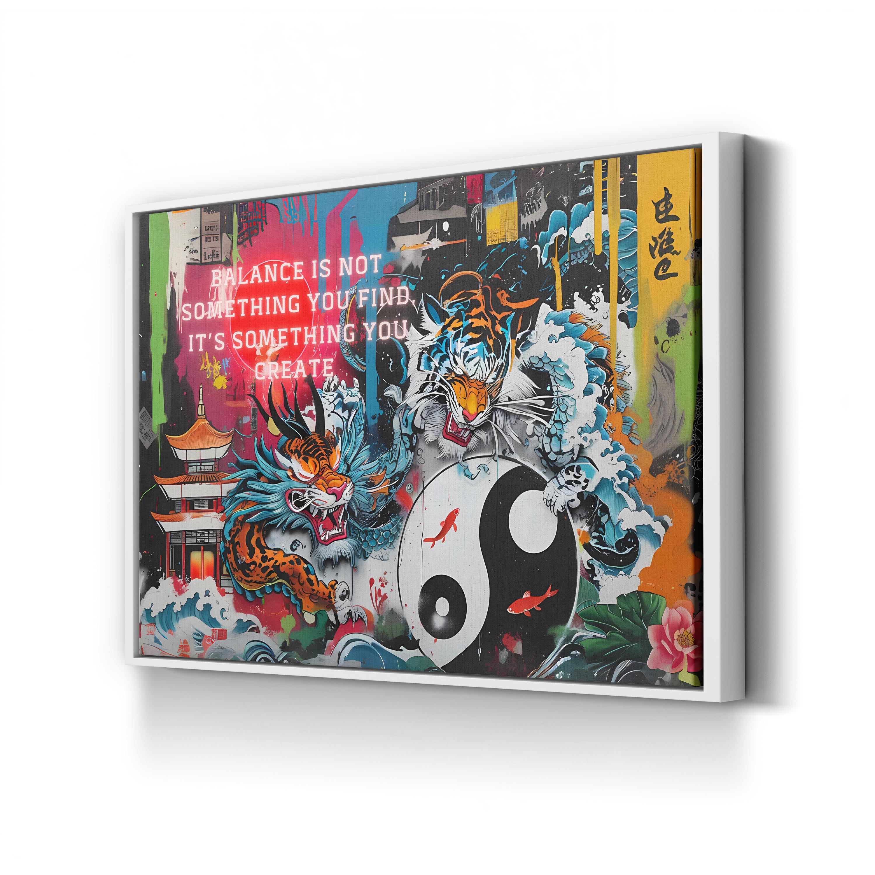 Yin Yang Tiger – Period Illustration Wall Art | Harmony & Balance Canvas Print