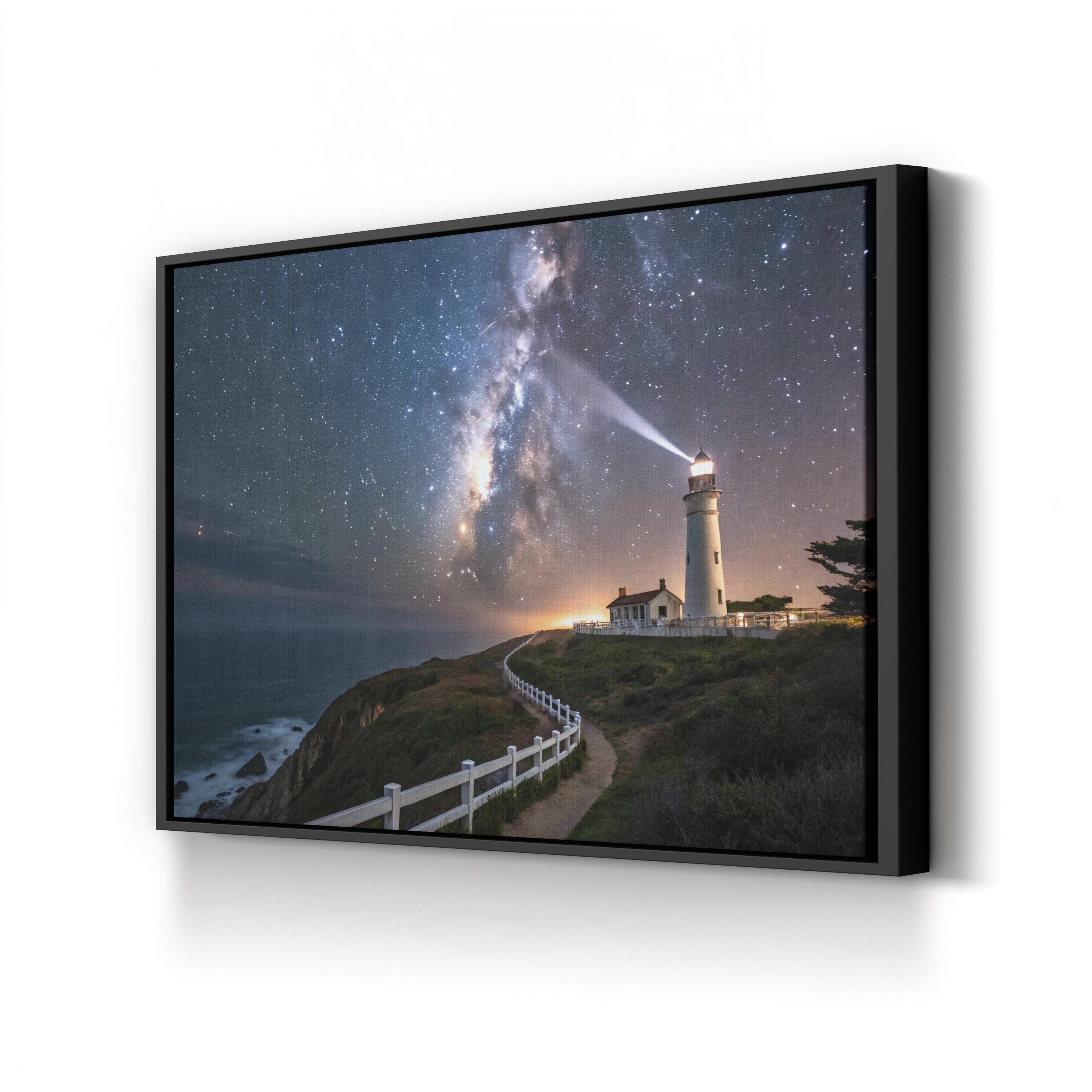 Pigeon Point Lighthouse – Vintage Photography Wall Art | Starry Night Coastal Canvas Print