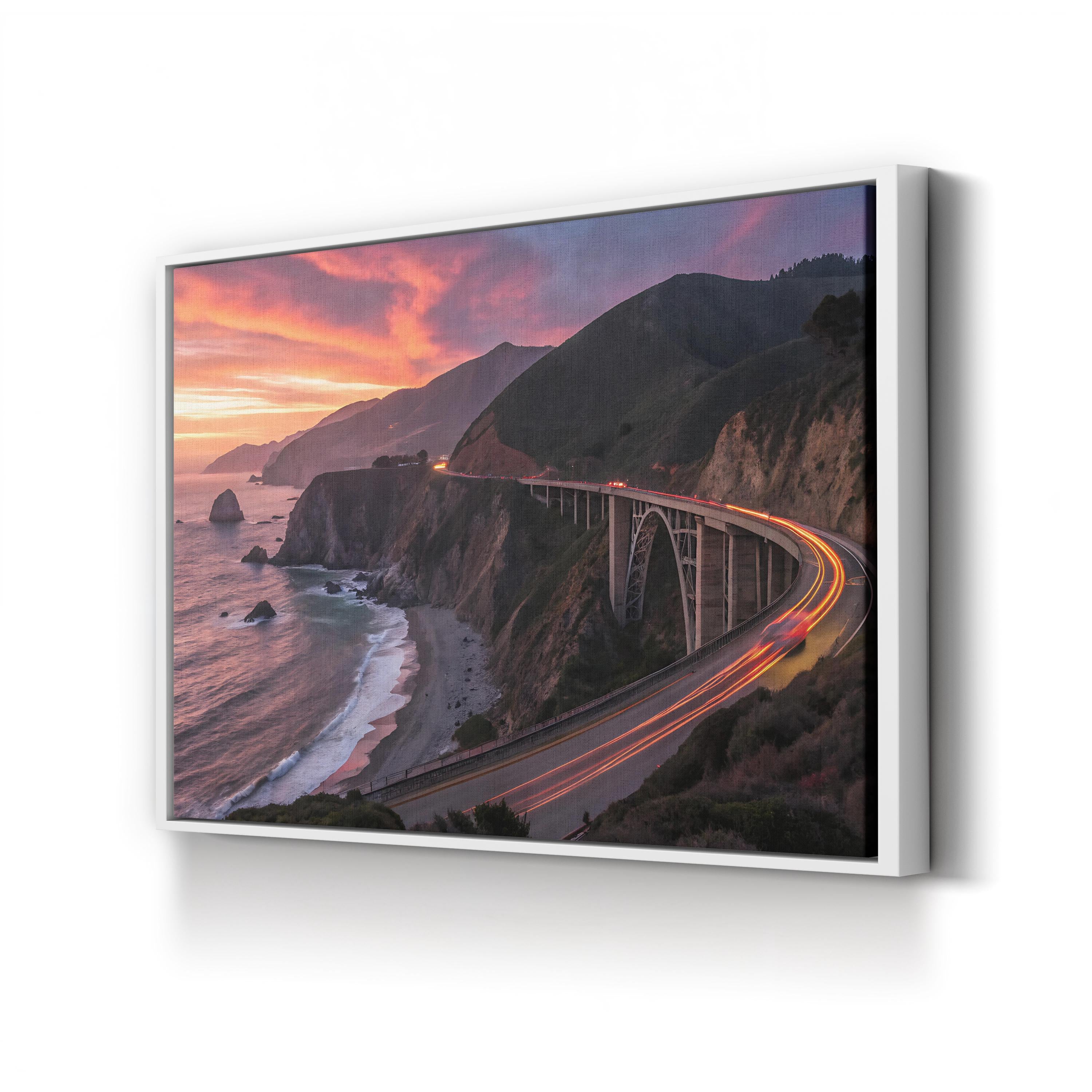 Coastal Sunset Canvas Art — Iconic Bridge and Ocean View Landscape