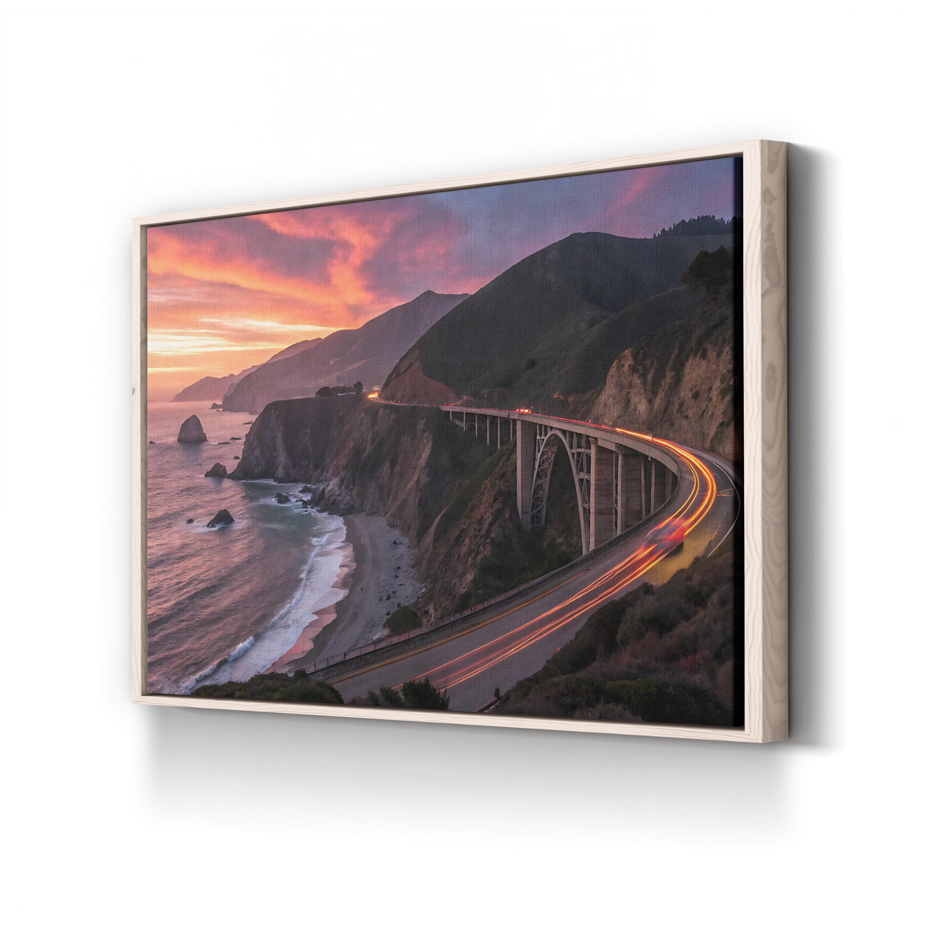 Coastal Sunset Canvas Art — Iconic Bridge and Ocean View Landscape