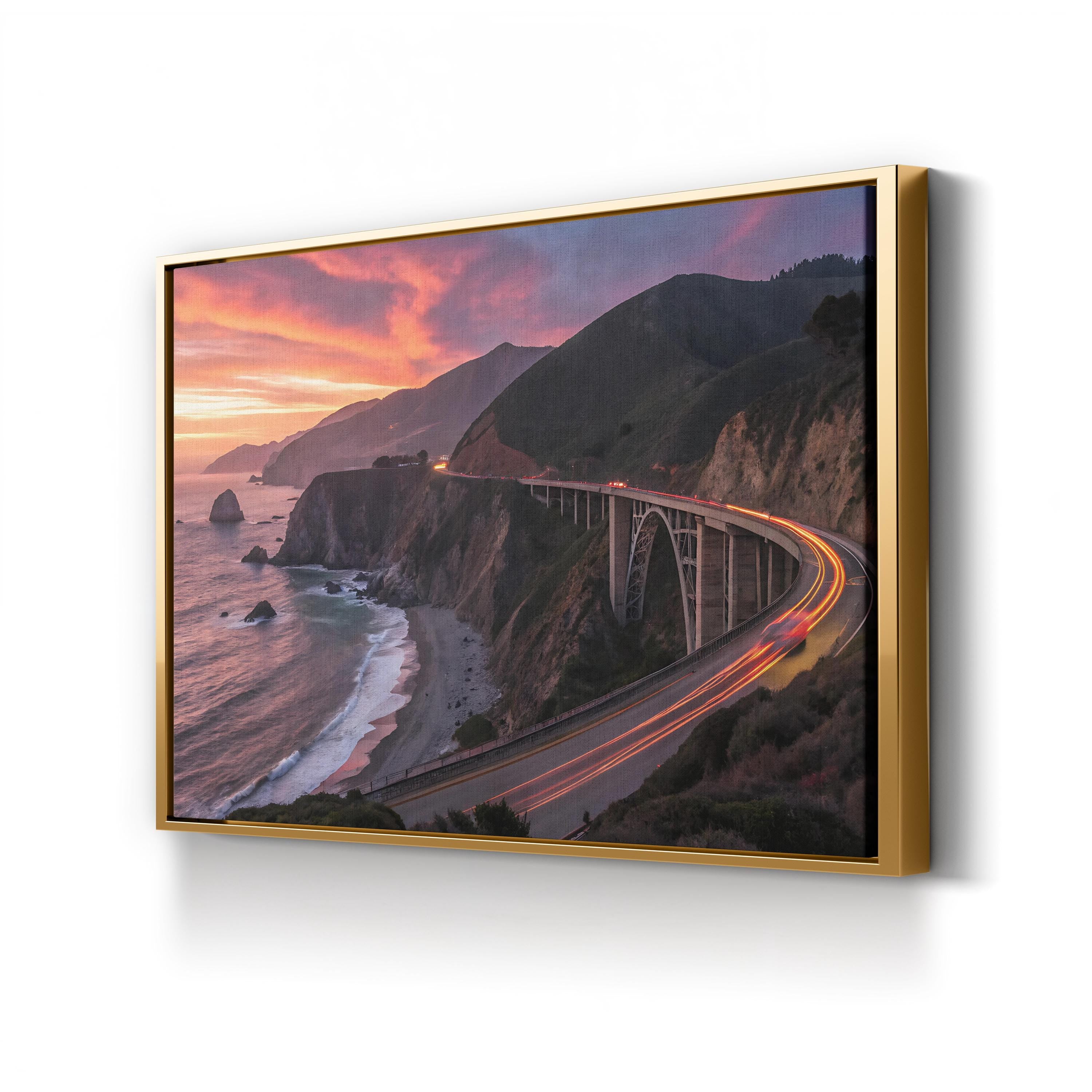 Coastal Sunset Canvas Art — Iconic Bridge and Ocean View Landscape