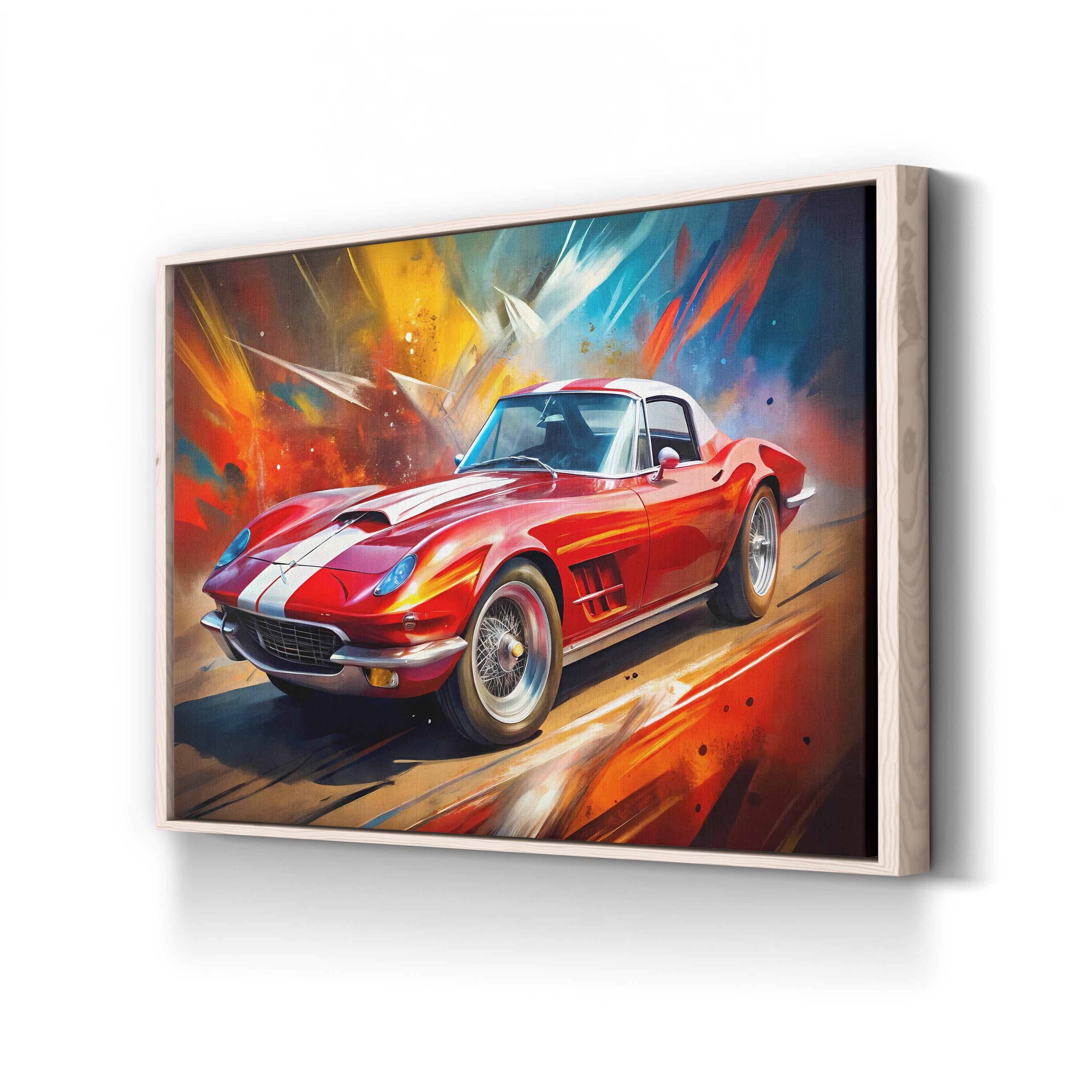 Classic Red Sports Car – Period Illustration Wall Art | Painterly Automotive Canvas Print