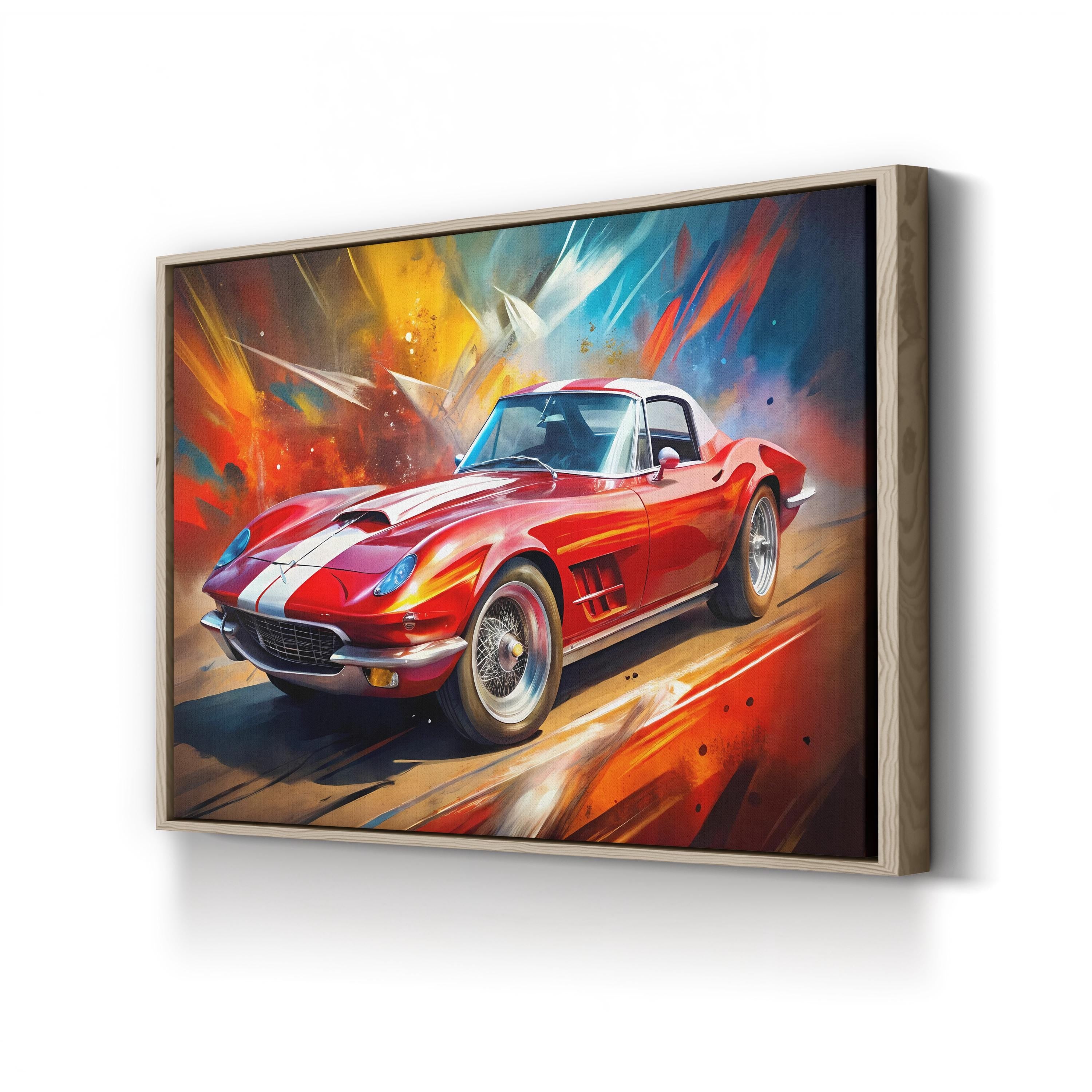 Classic Red Sports Car – Period Illustration Wall Art | Painterly Automotive Canvas Print