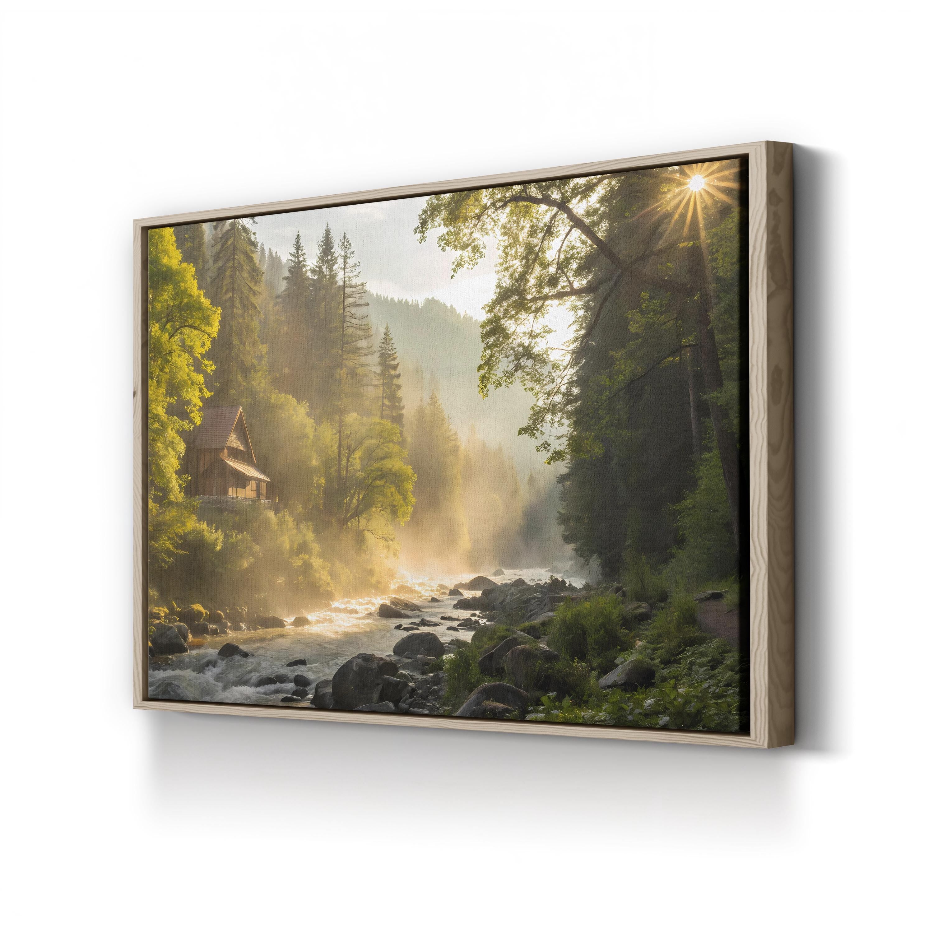 Forest Sunlight Riverbed – Vintage Photography Wall Art | Dynamic Light Canvas Print