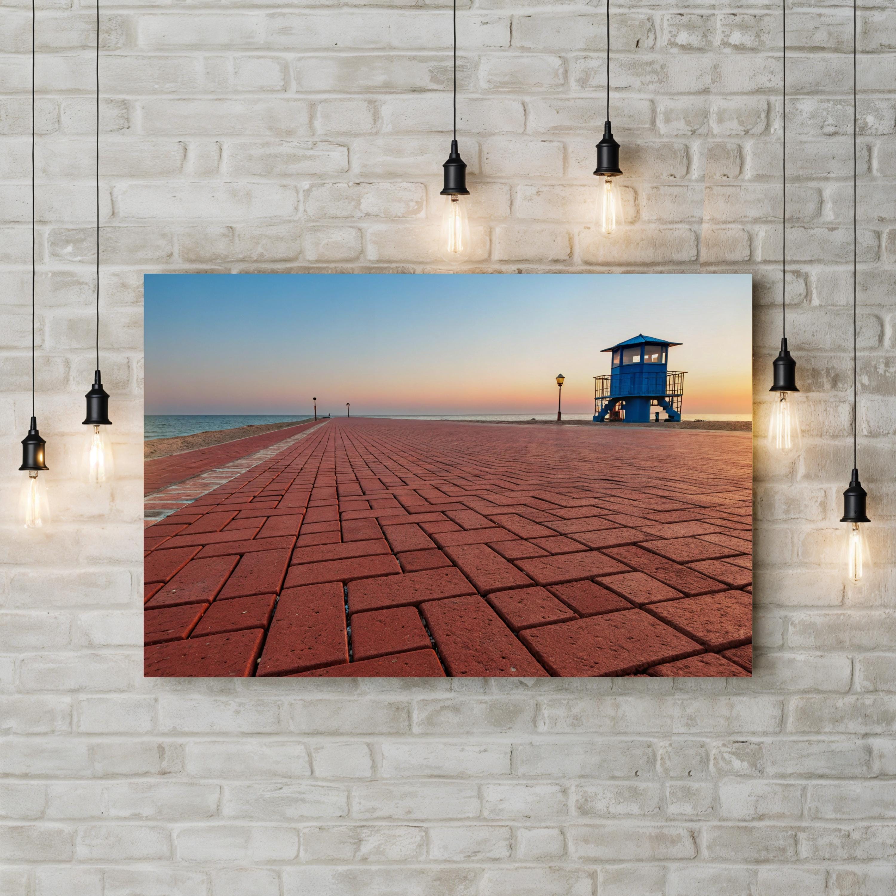 Rustic Brick Promenade – Vintage Photography Wall Art | Industrial Urban Canvas Print