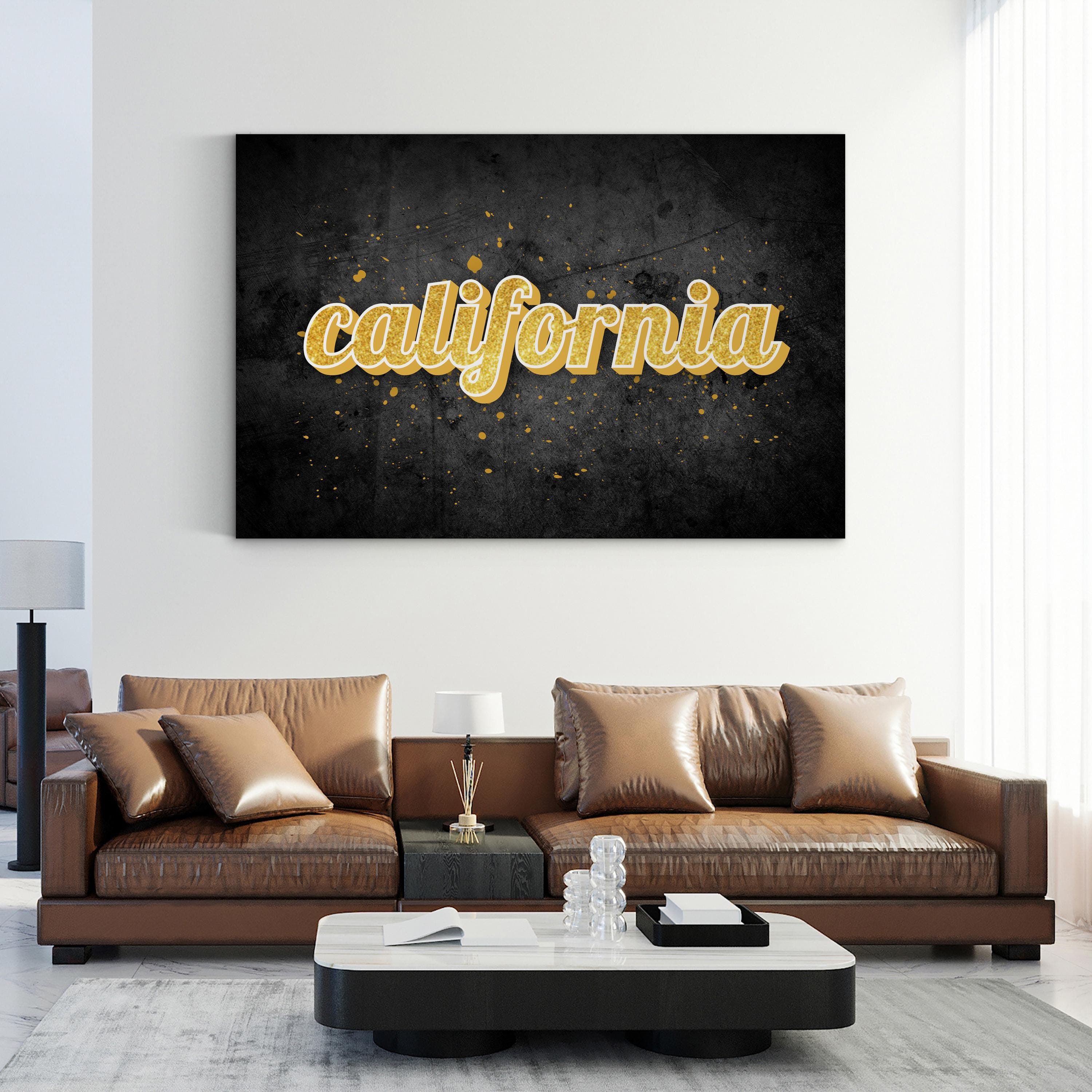 California Gold Calligraphy – Period Illustration Wall Art | Typographic Canvas Print