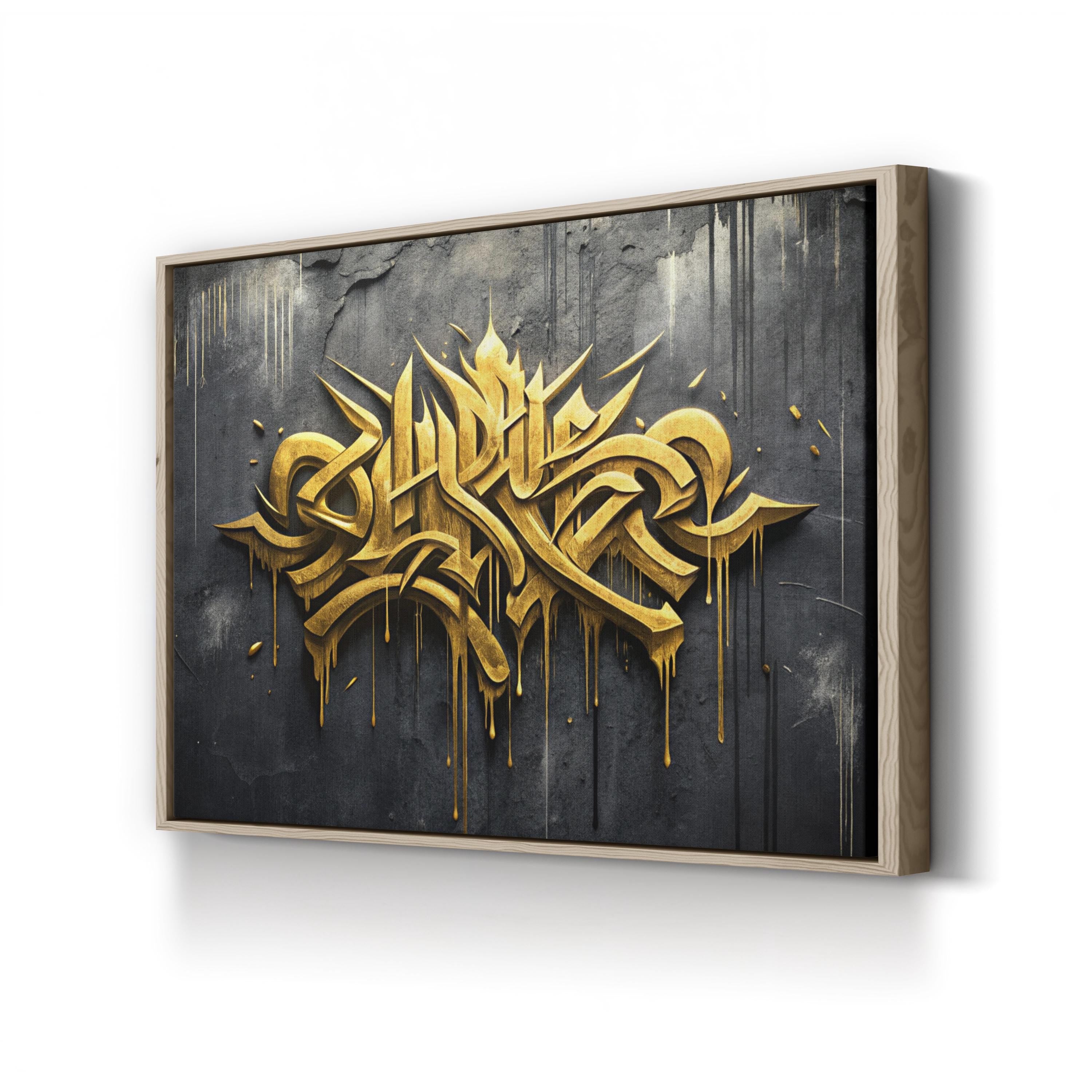 Calligraphy IX Gold Abstract – Period Illustration Wall Art | Typographic Canvas Print