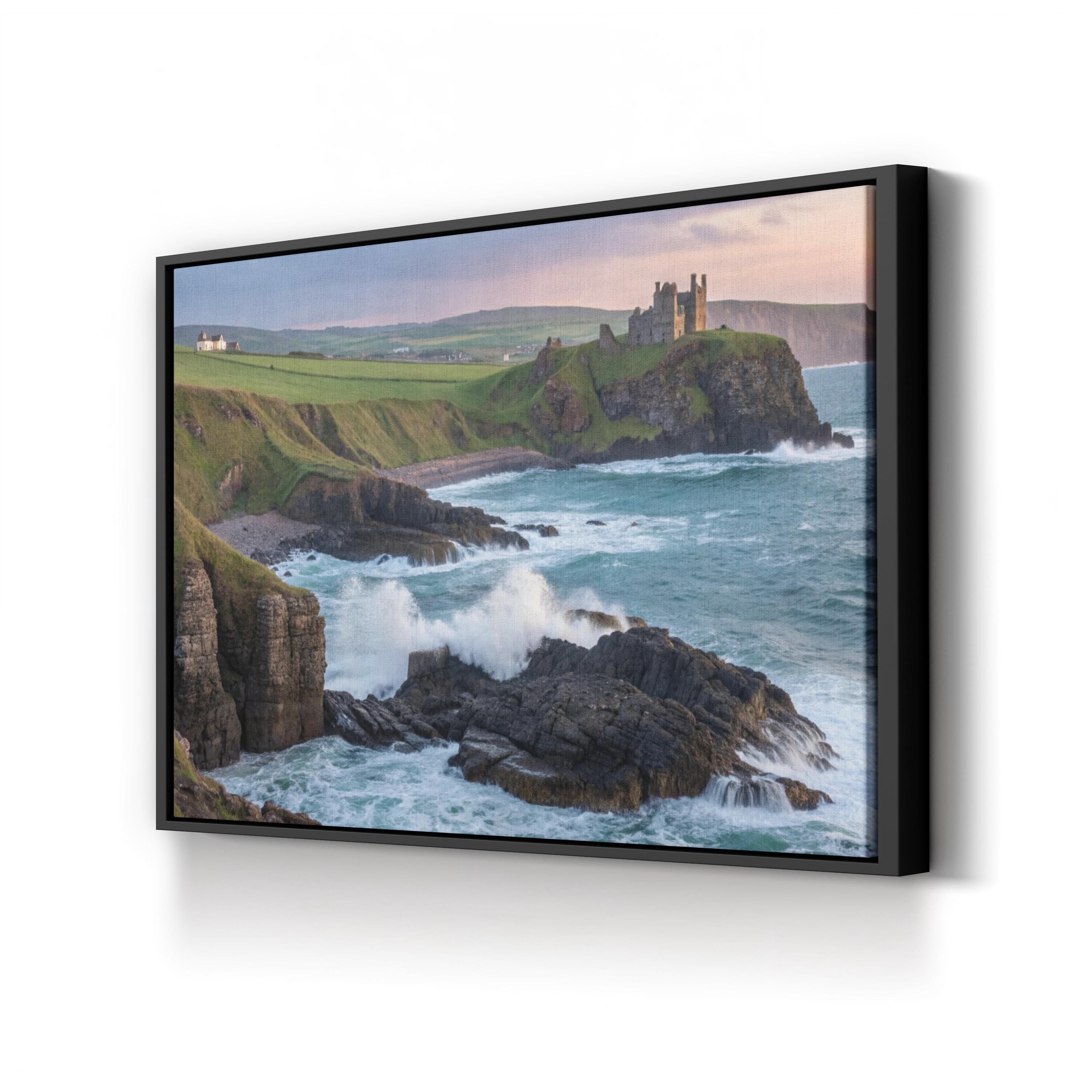 Coastal Castle Seascape – Vintage Photography Wall Art | Ocean Landscape Canvas Print