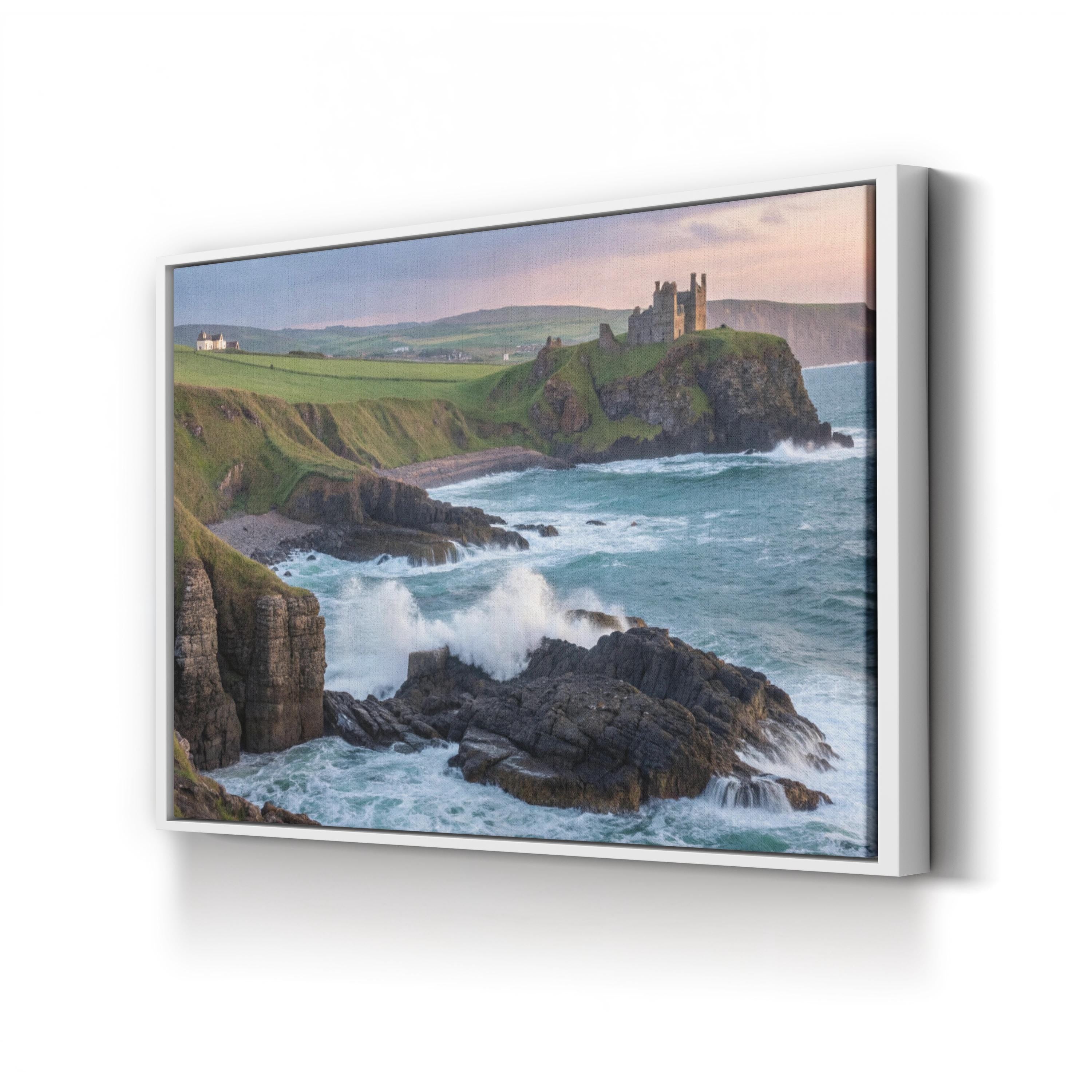 Coastal Castle Seascape – Vintage Photography Wall Art | Ocean Landscape Canvas Print