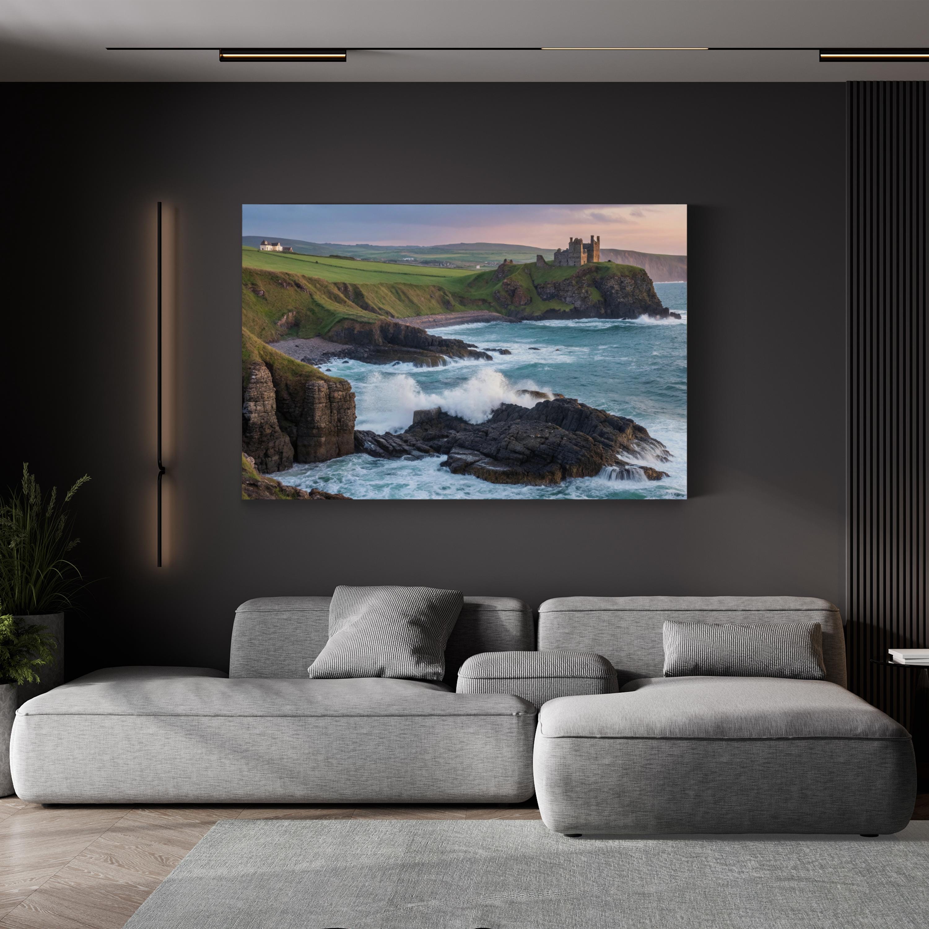 Coastal Castle Seascape – Vintage Photography Wall Art | Ocean Landscape Canvas Print