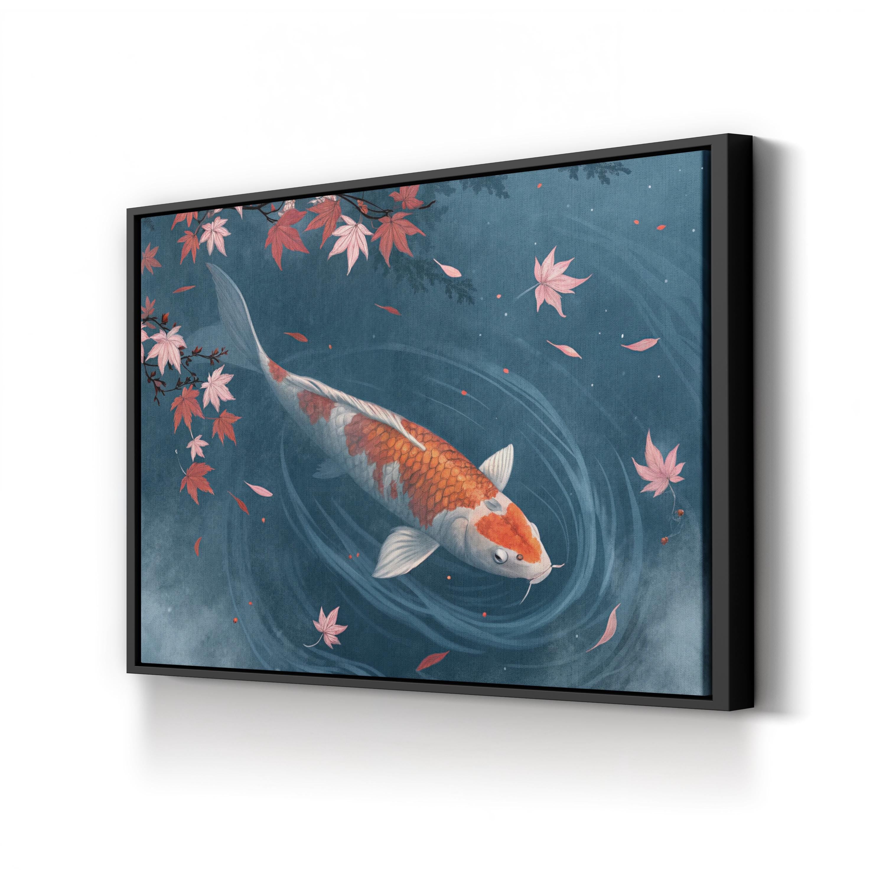 Cherry Blossom Koi Fish – Period Illustration Wall Art | Serene Japanese Canvas Print