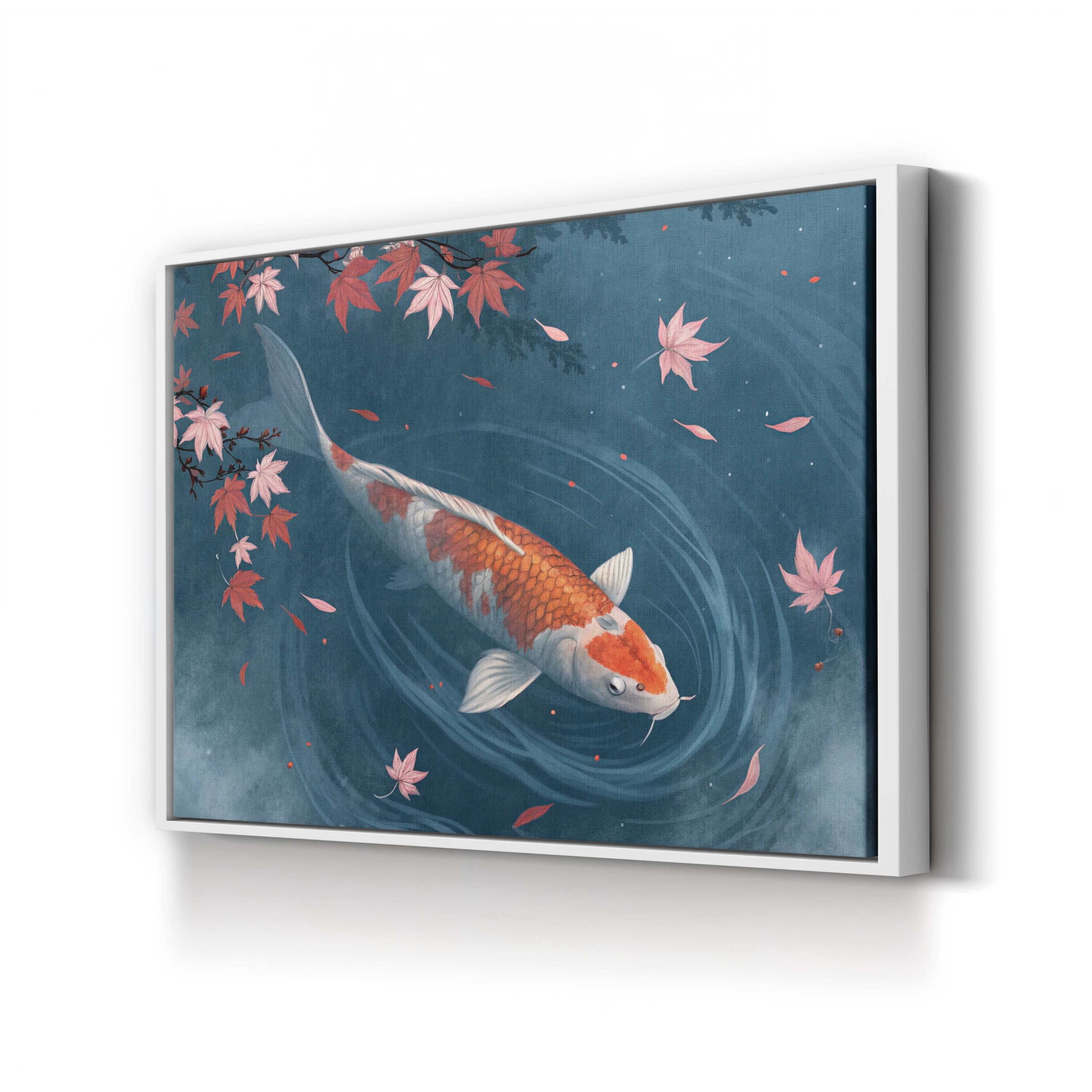 Cherry Blossom Koi Fish – Period Illustration Wall Art | Serene Japanese Canvas Print