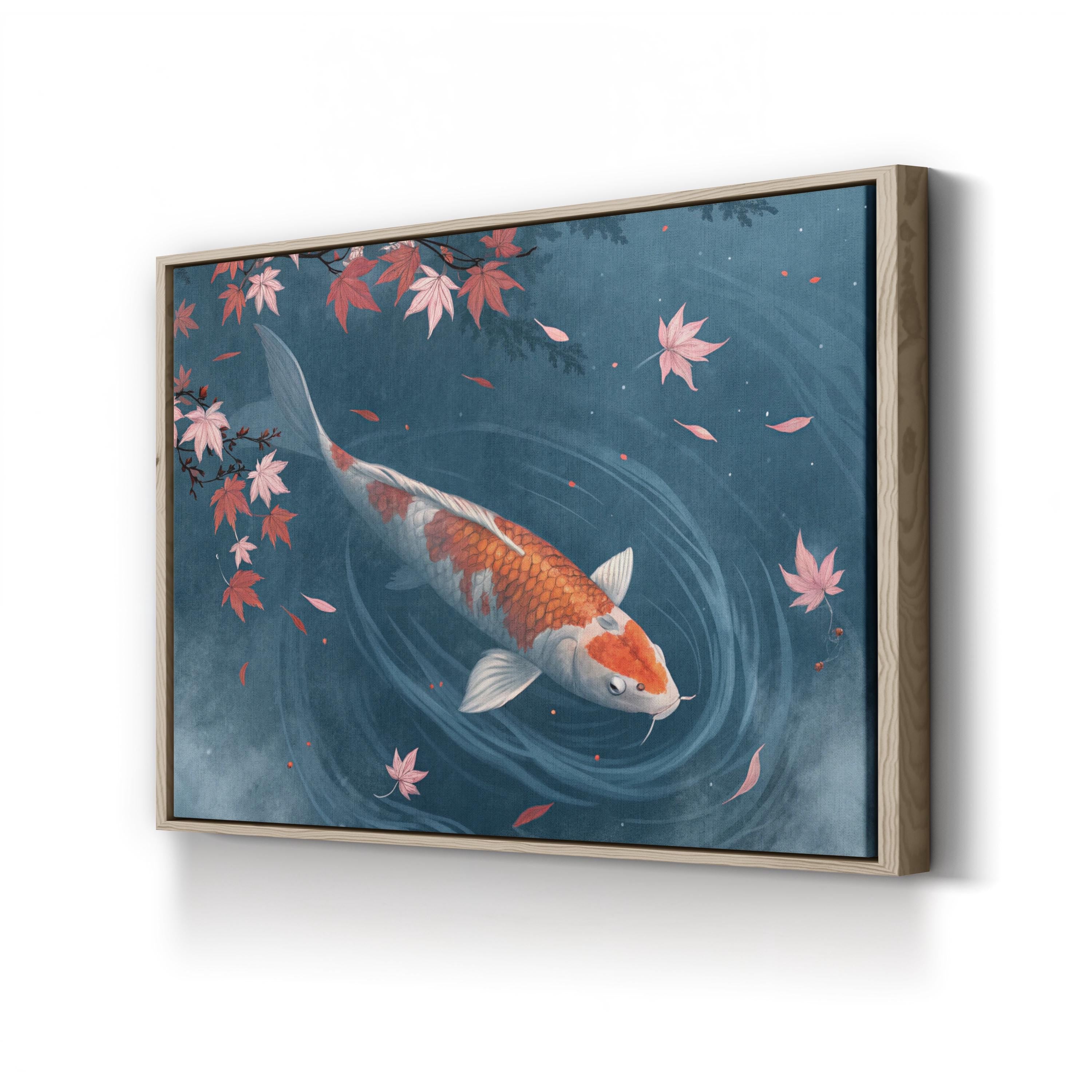 Cherry Blossom Koi Fish – Period Illustration Wall Art | Serene Japanese Canvas Print