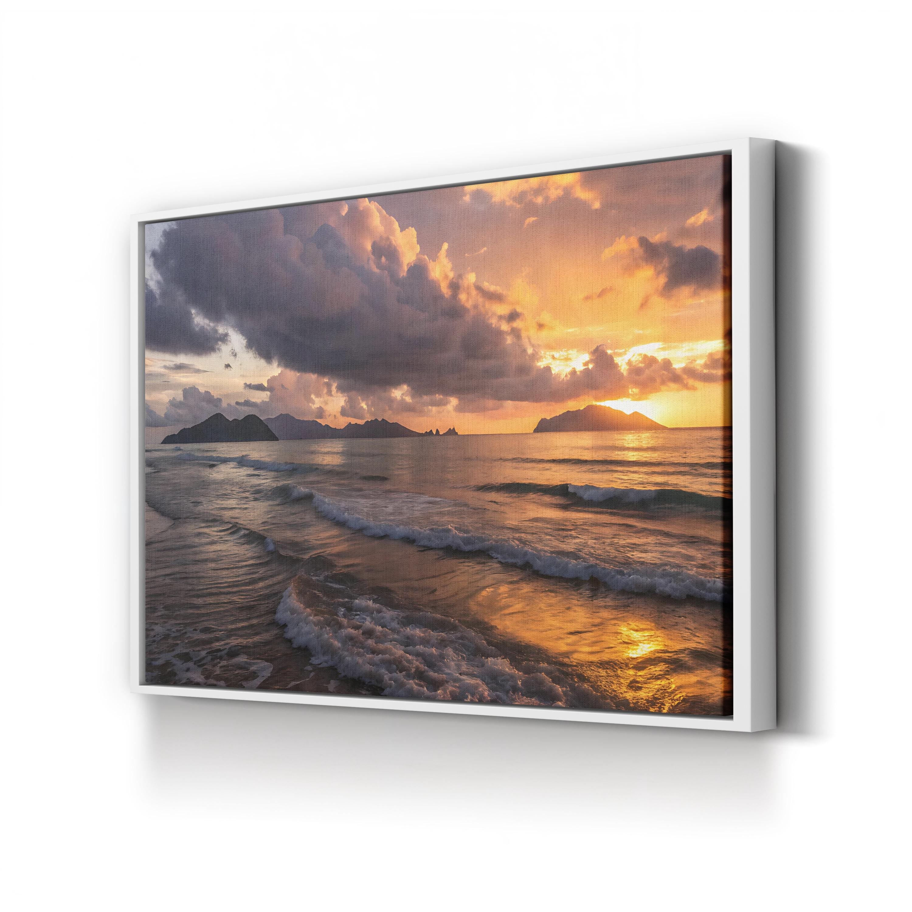 Coastal Sunset Ocean – Vintage Photography Wall Art | Beach Landscape Canvas Print