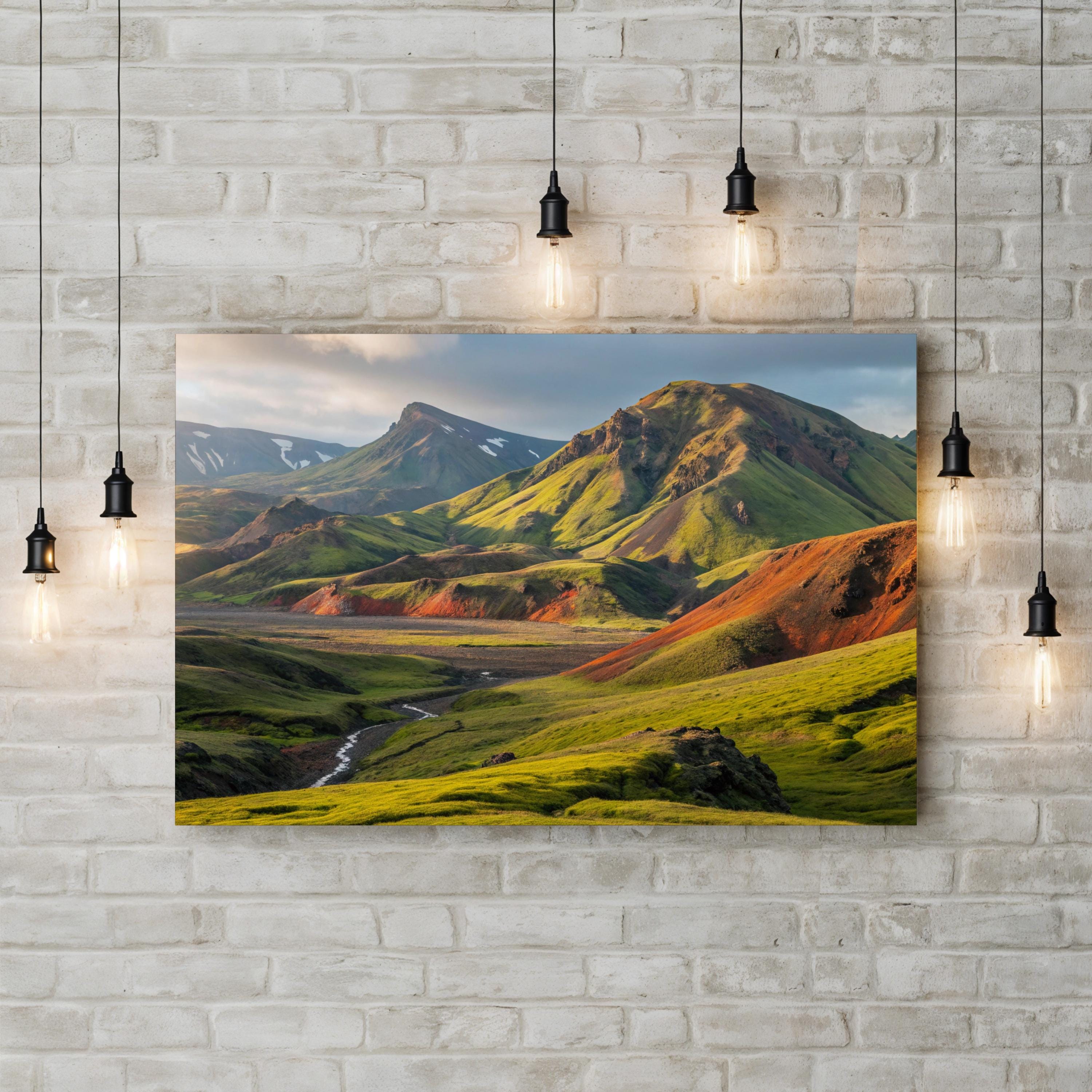Mountain Valley Green Hills – Vintage Photography Wall Art | Scenic Landscape Canvas Print