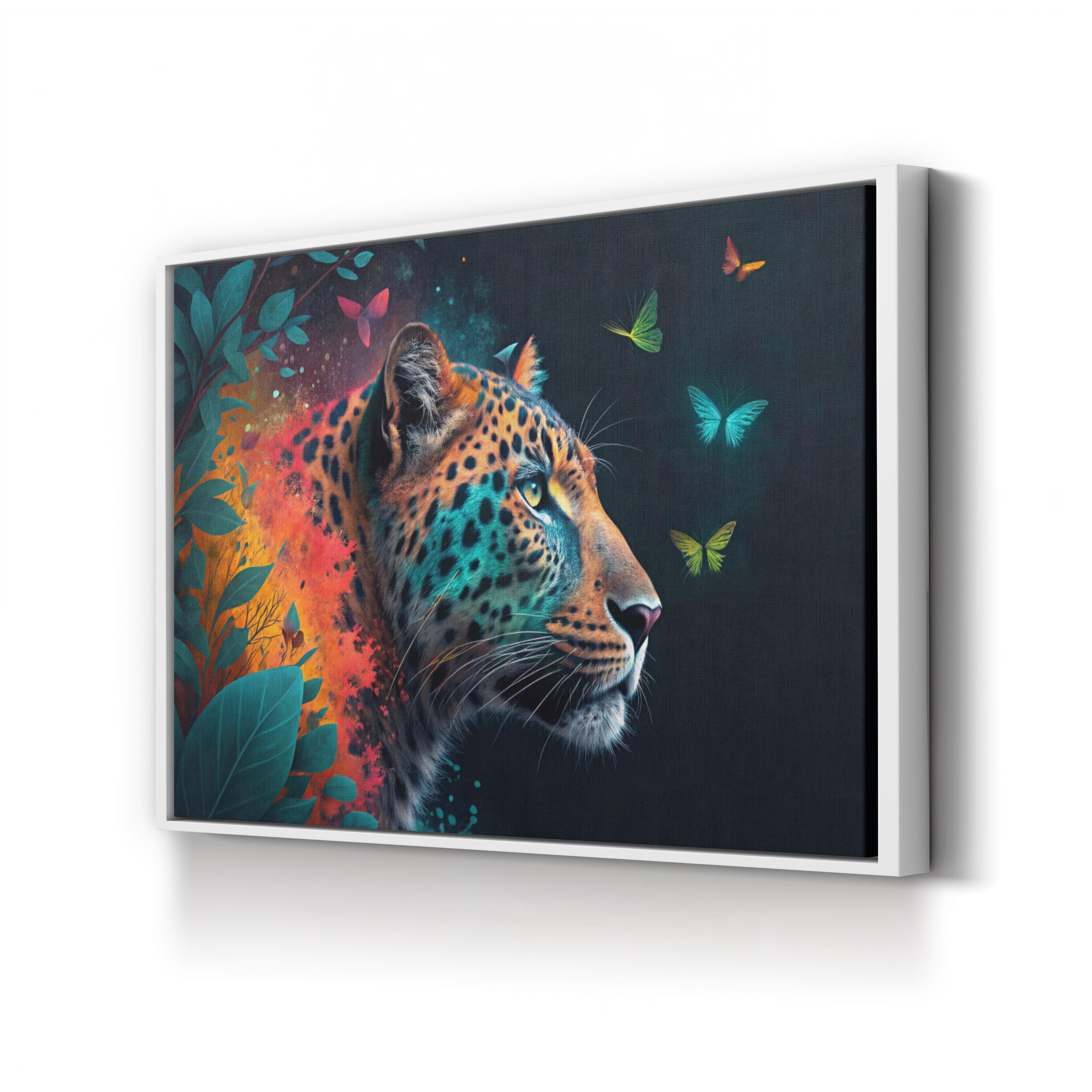 Colorful Leopard – Period Illustration Wall Art | Abstract Wildlife Canvas Print