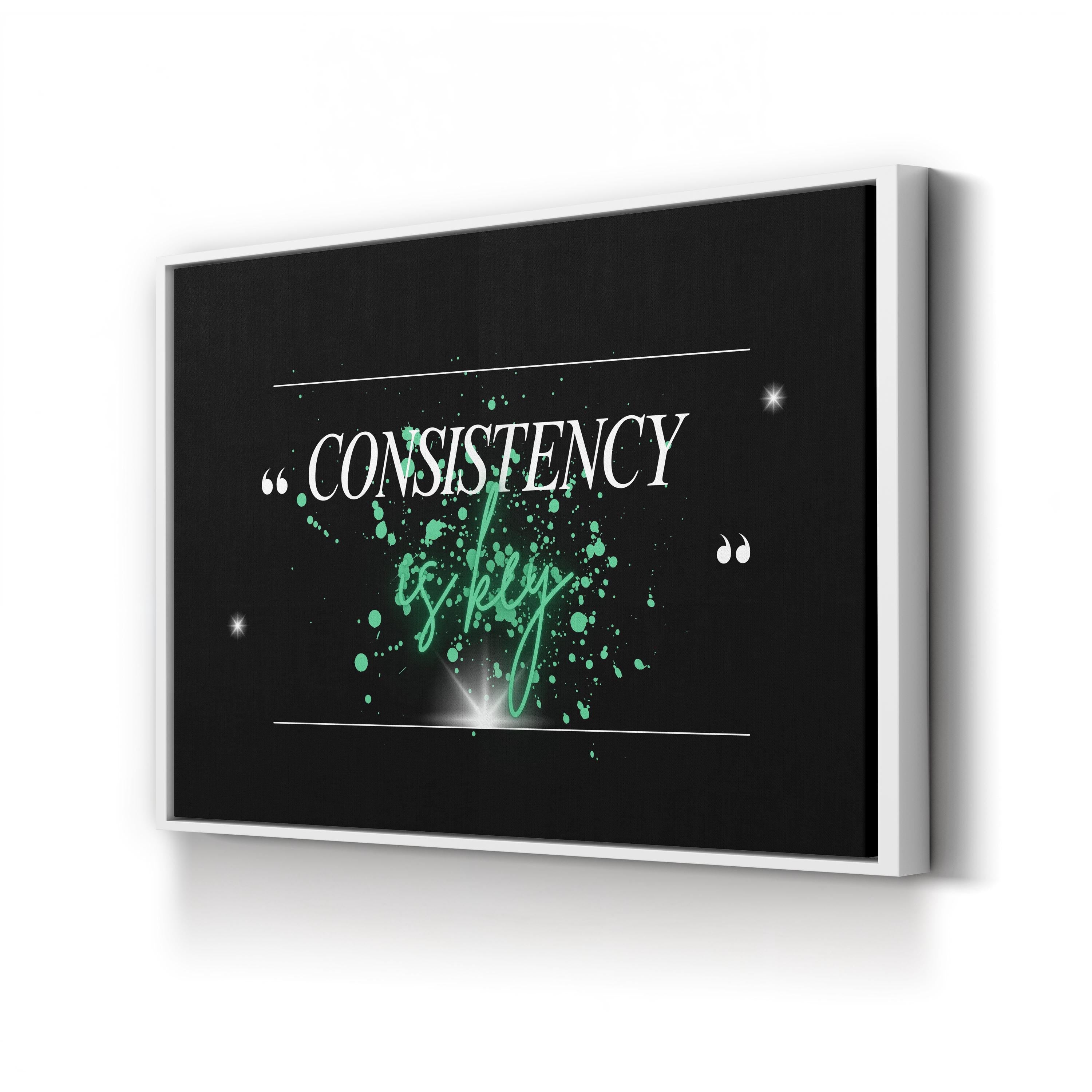 Consistency Is Key Wall Art | Army Green Motivational Typography Canvas Print