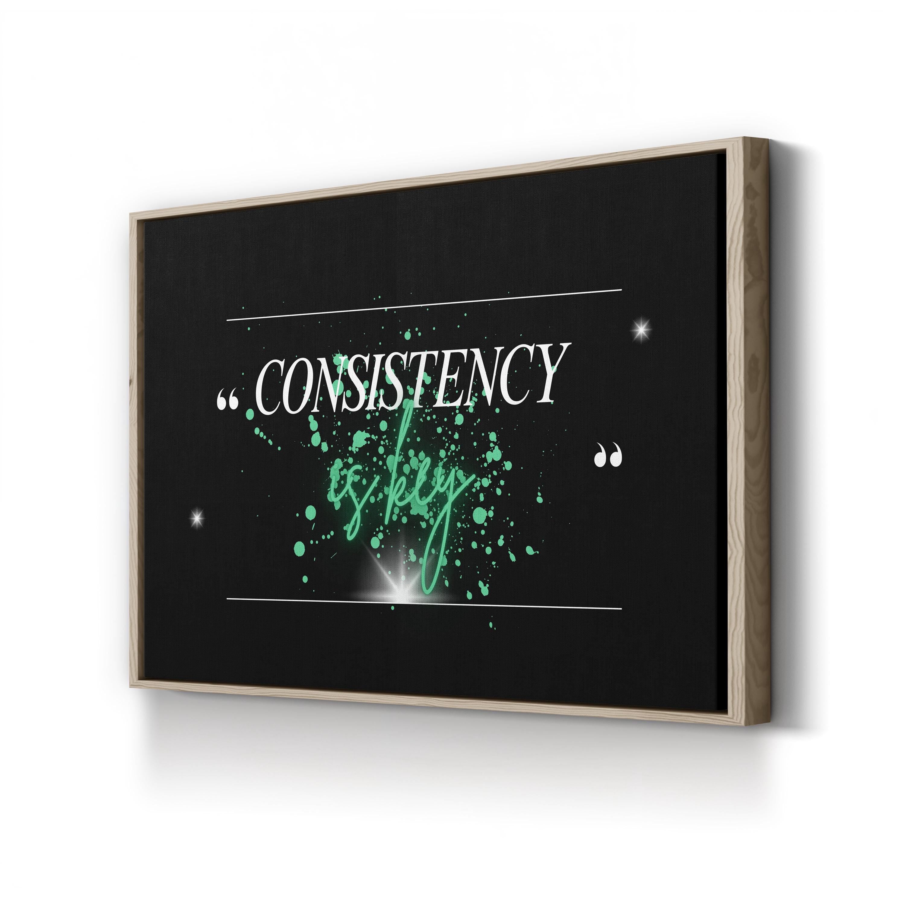 Consistency Is Key Wall Art | Army Green Motivational Typography Canvas Print