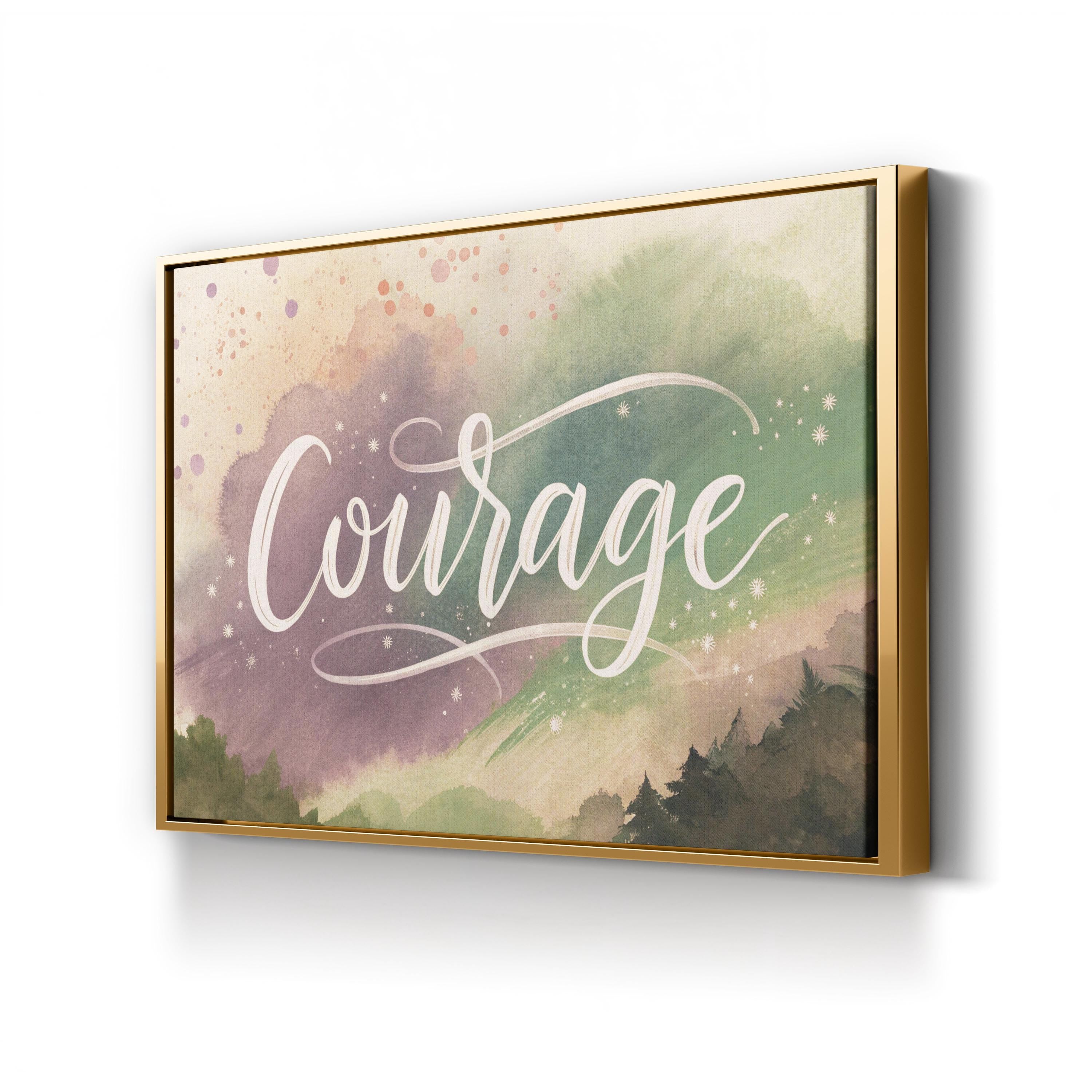 Motivational Courage Canvas Art | “Courage” Abstract Watercolor Typography Wall Art