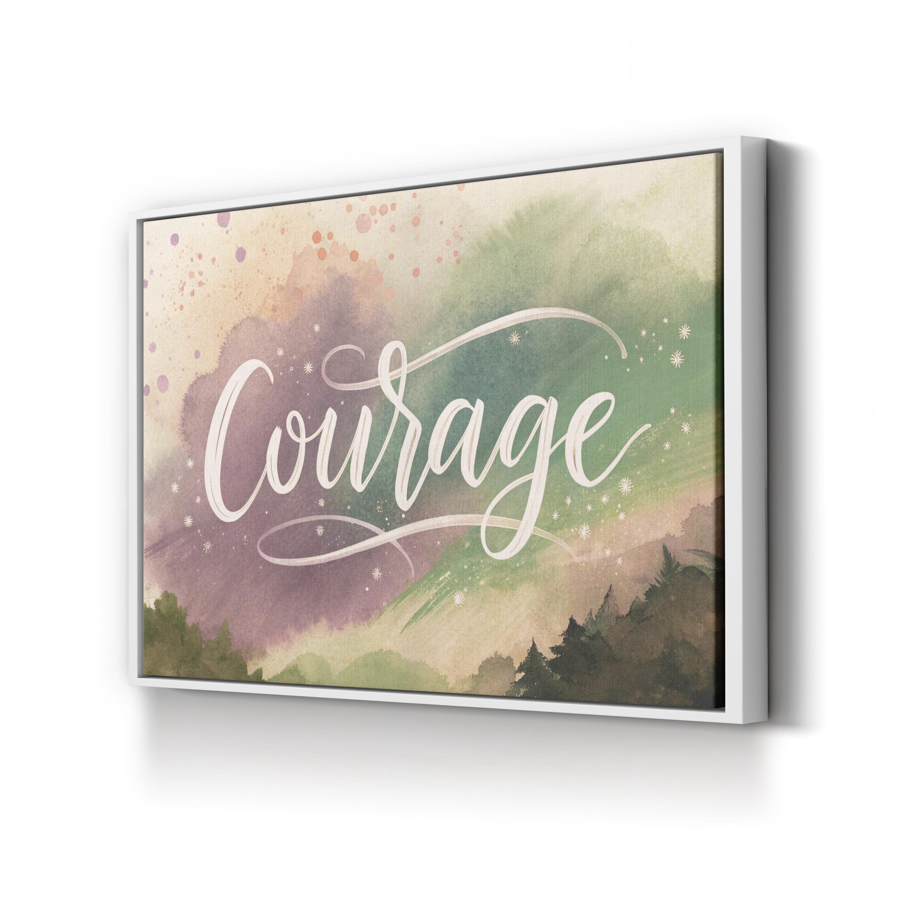 Motivational Courage Canvas Art | “Courage” Abstract Watercolor Typography Wall Art