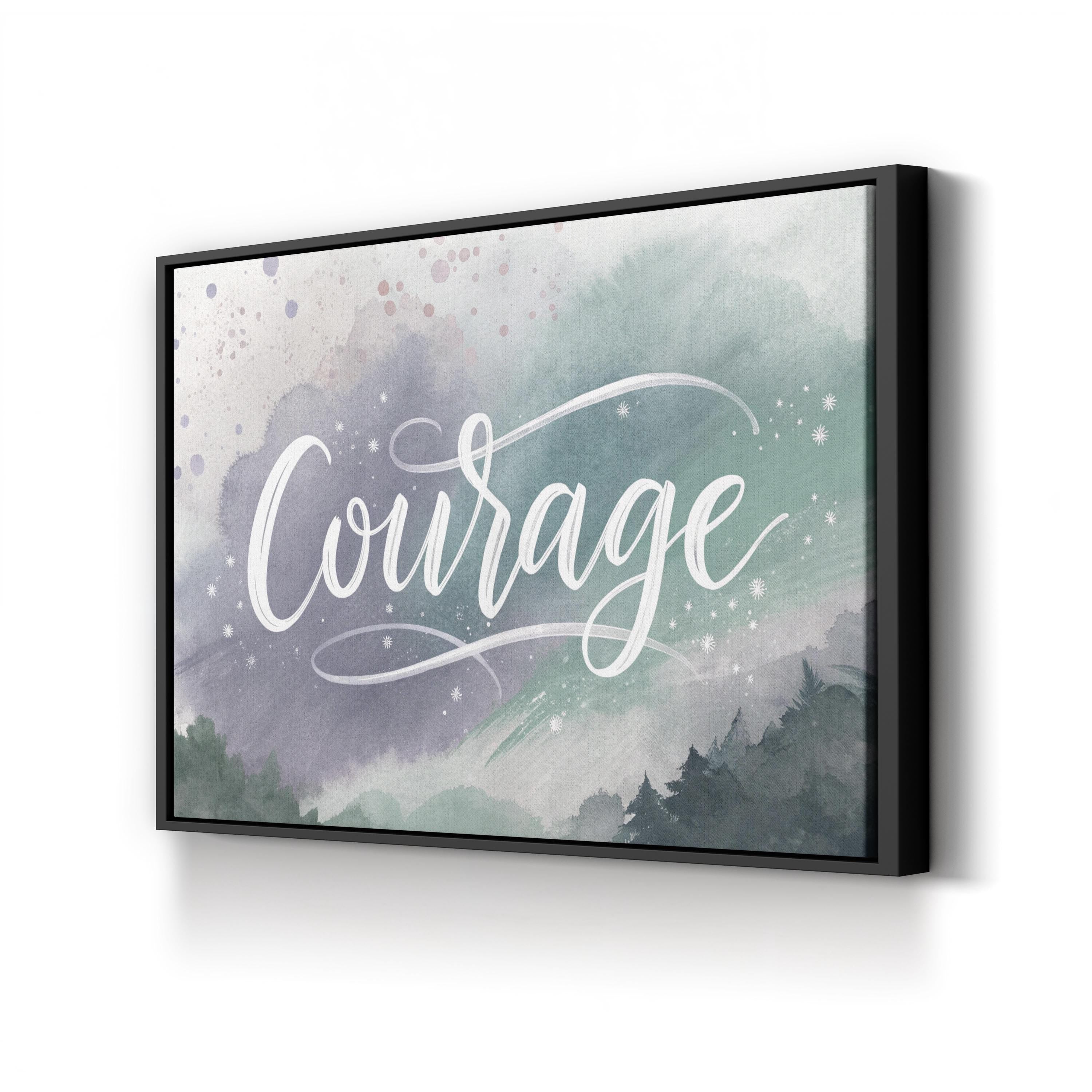 Motivational Courage Wall Art | “Courage” Abstract Watercolor Typography Canvas Print