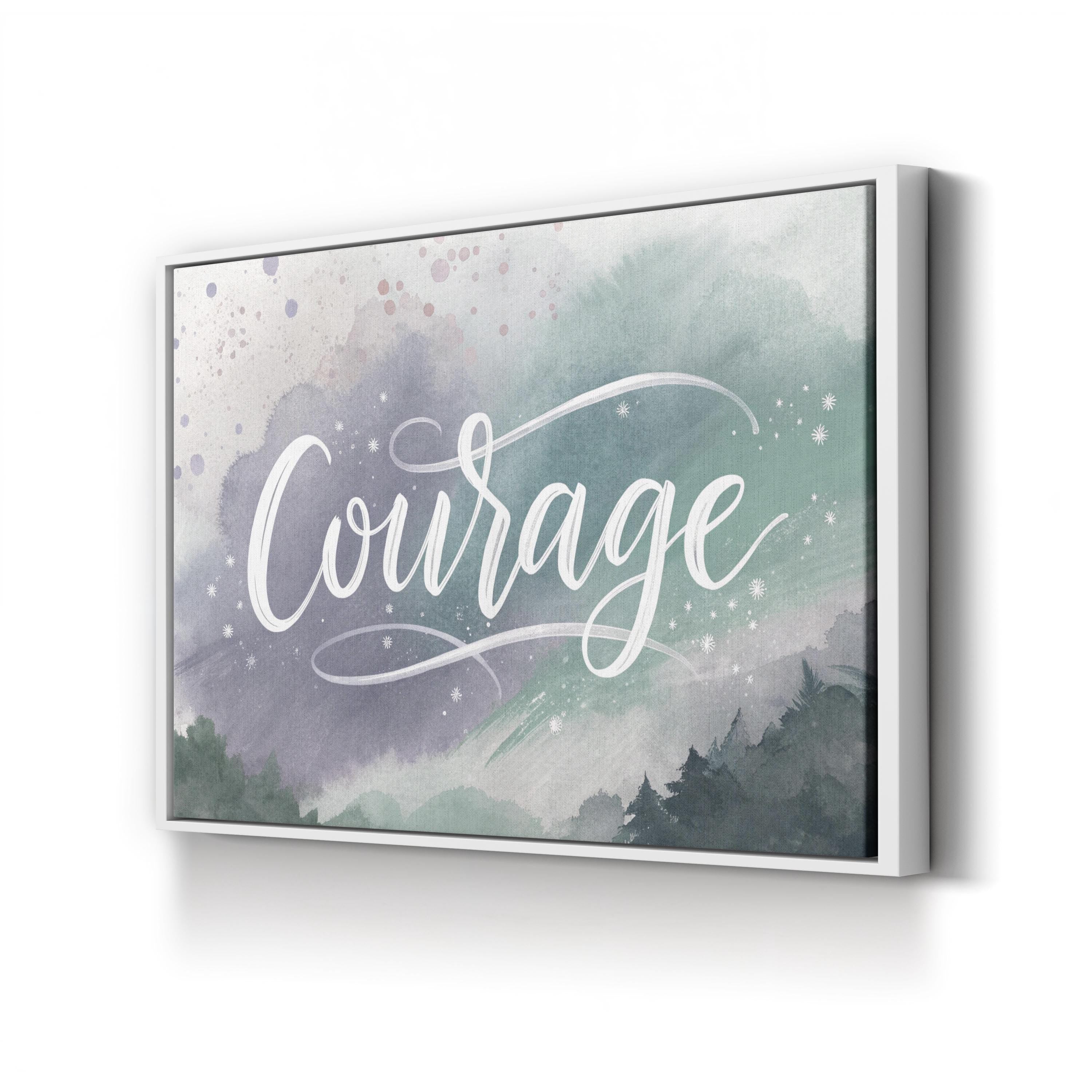 Motivational Courage Wall Art | “Courage” Abstract Watercolor Typography Canvas Print