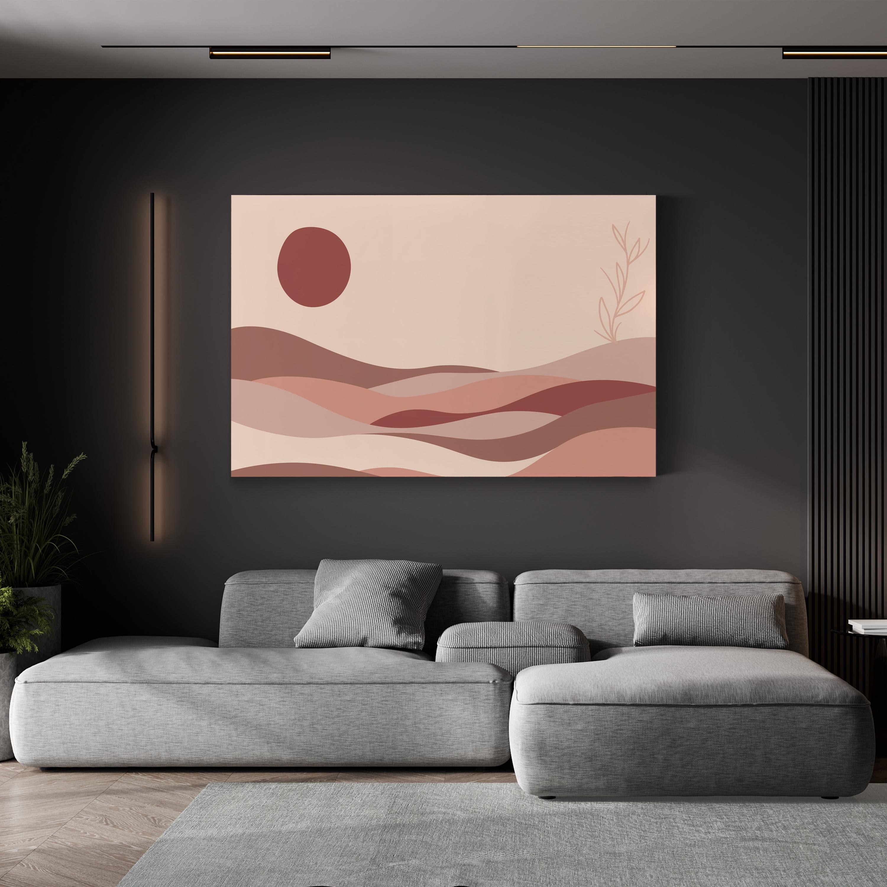 Boho Desert Dunes – Period Illustration Wall Art | Minimalist Bohemian Landscape Canvas Print